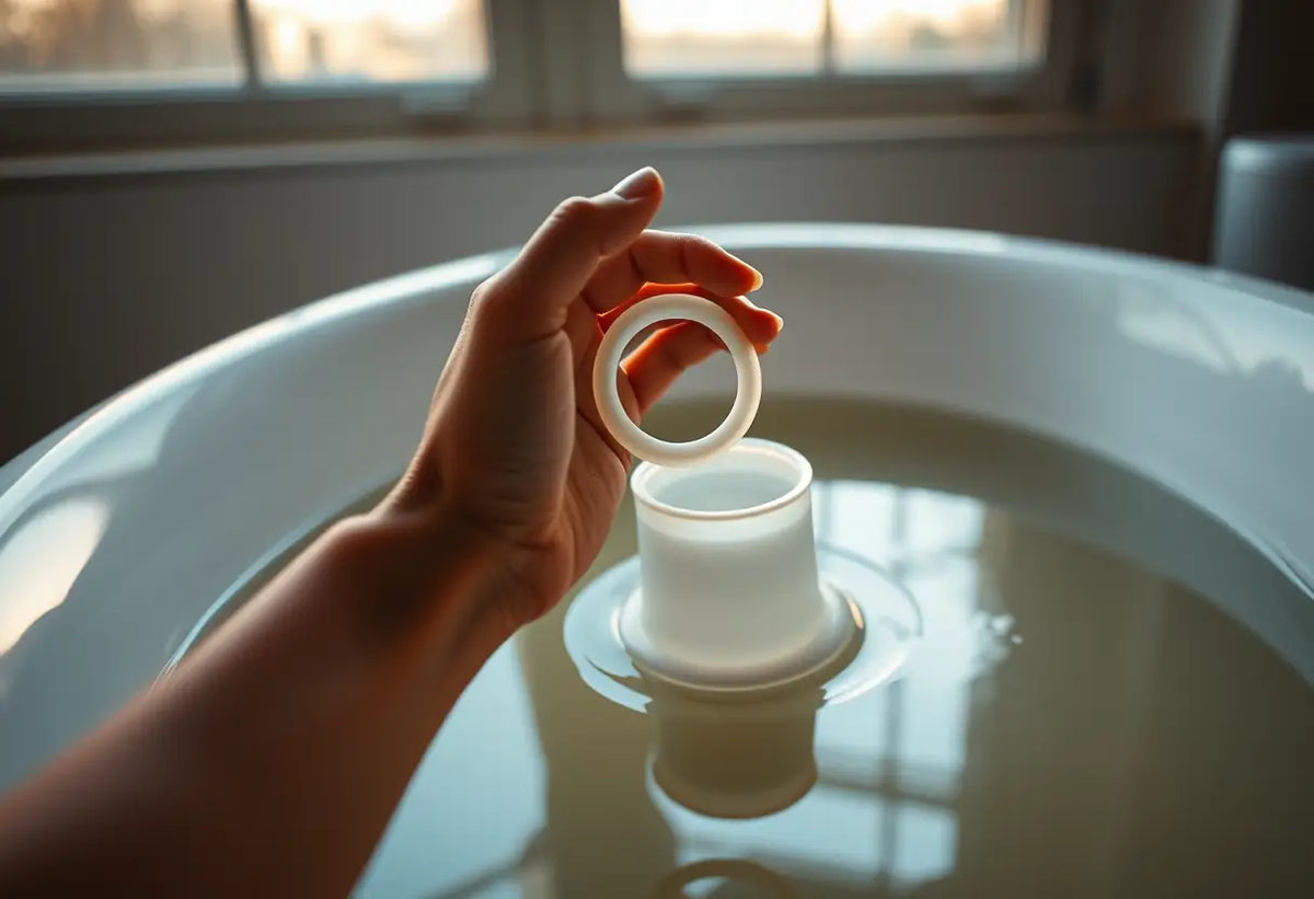Maince de la capuchon cervical dans une baignoire