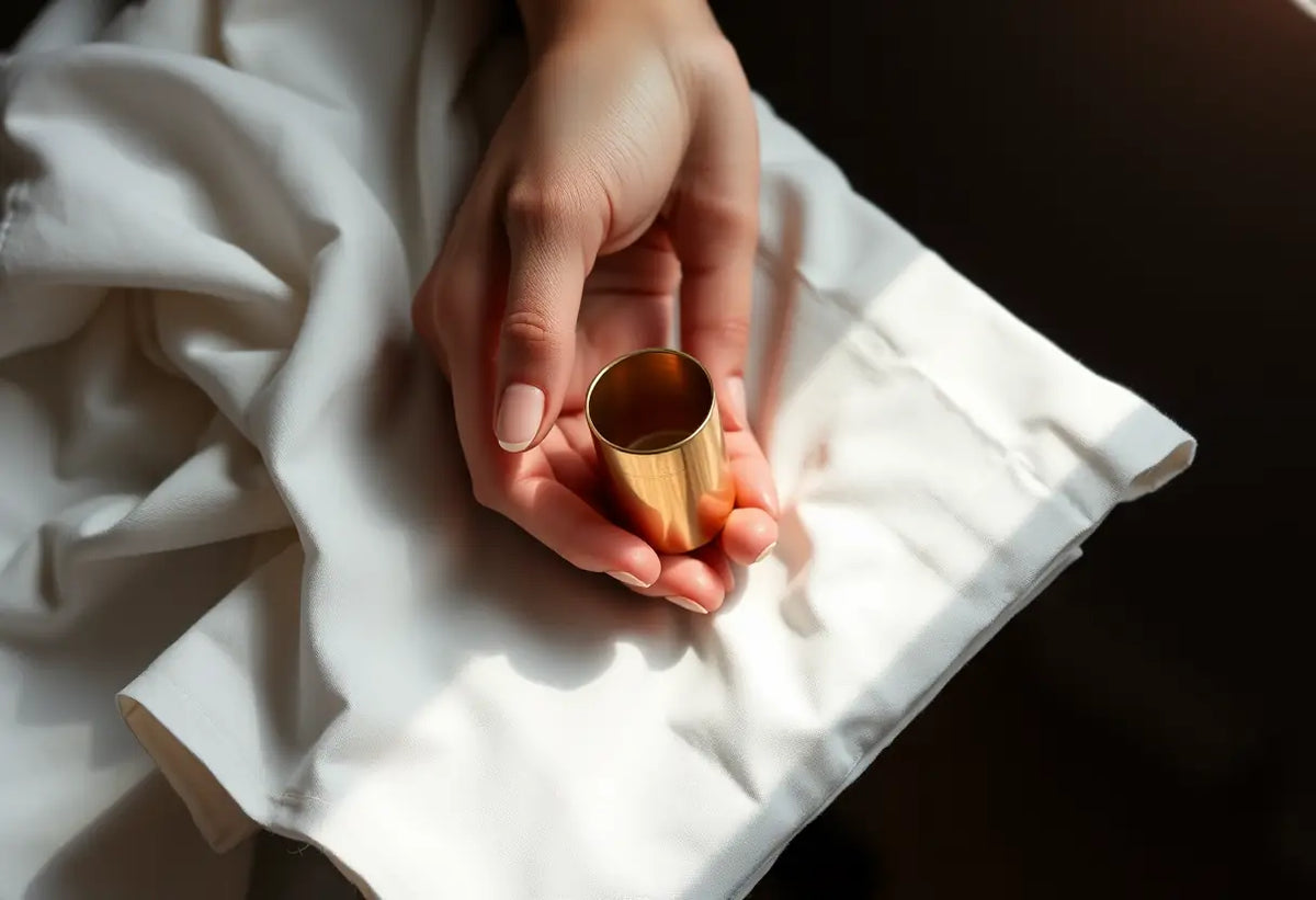 Un stérilet au cuivre posé sur un tissu blanc
