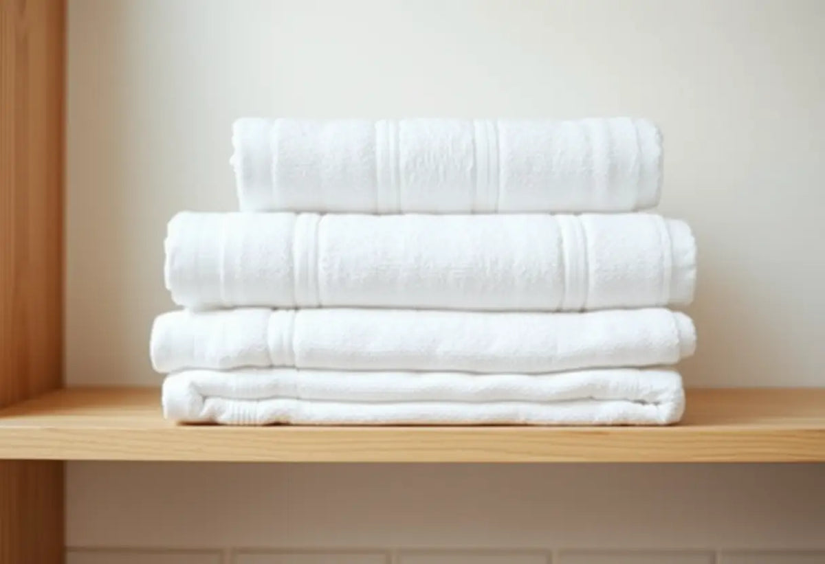 Serviettes propres rangées sur une étagère, symbole d'hygiène
