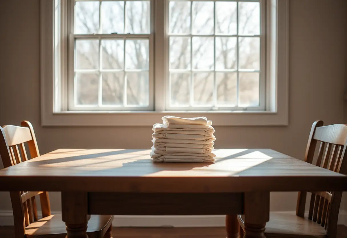 Tableau avec des couches propres pliées