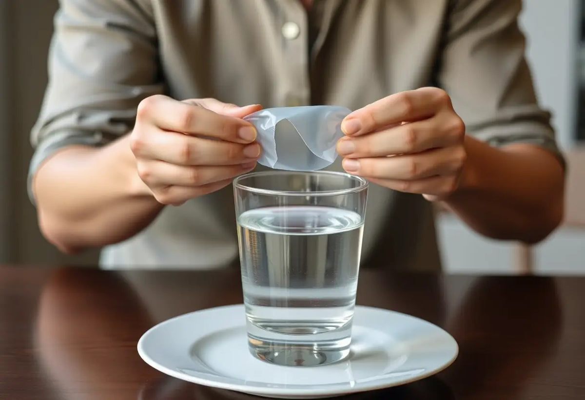 Mains déroulant avec soin un préservatif en polyuréthane sur une table de cuisine, mettant en valeur son efficacité