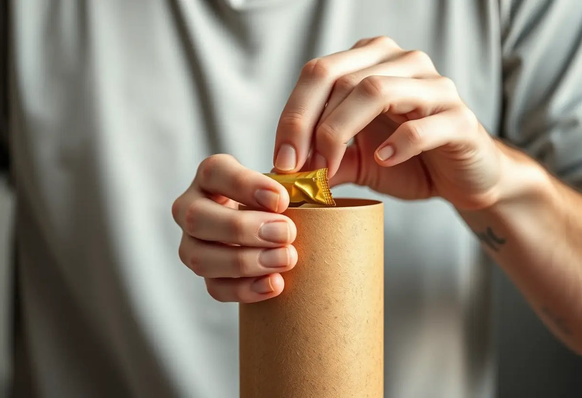 Main de homme déroulant un préservatif, symbole de santé et de sécurité