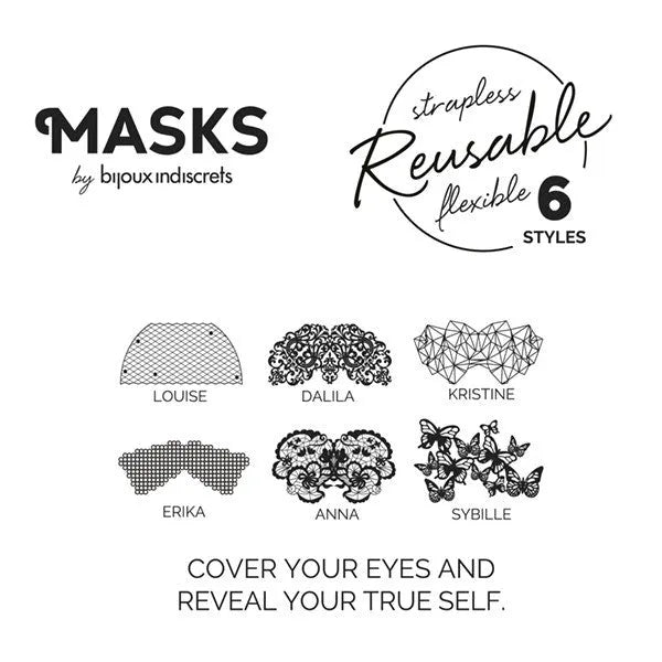 Masque vinyle noir sexy soirées pimentées Bijoux Indiscrets réutilisable
