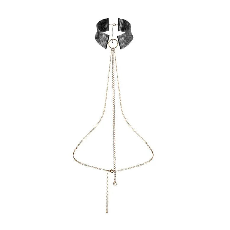 Désir Métallique - Collier Harnais Soft Bondage Élegant Noir