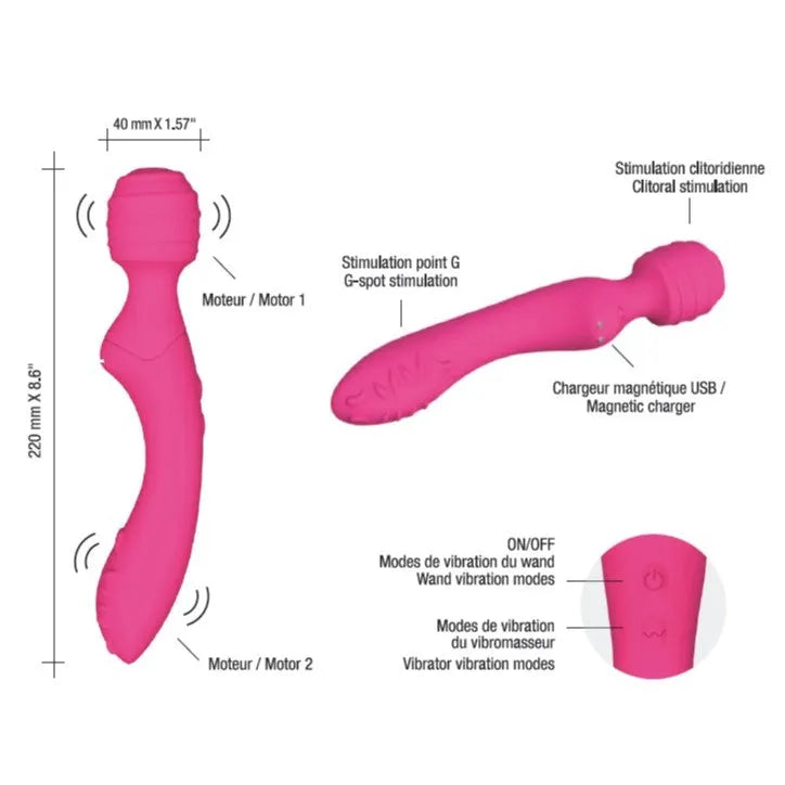Stimulateur vibromasseur ergonomique double moteur silicone waterproof noir