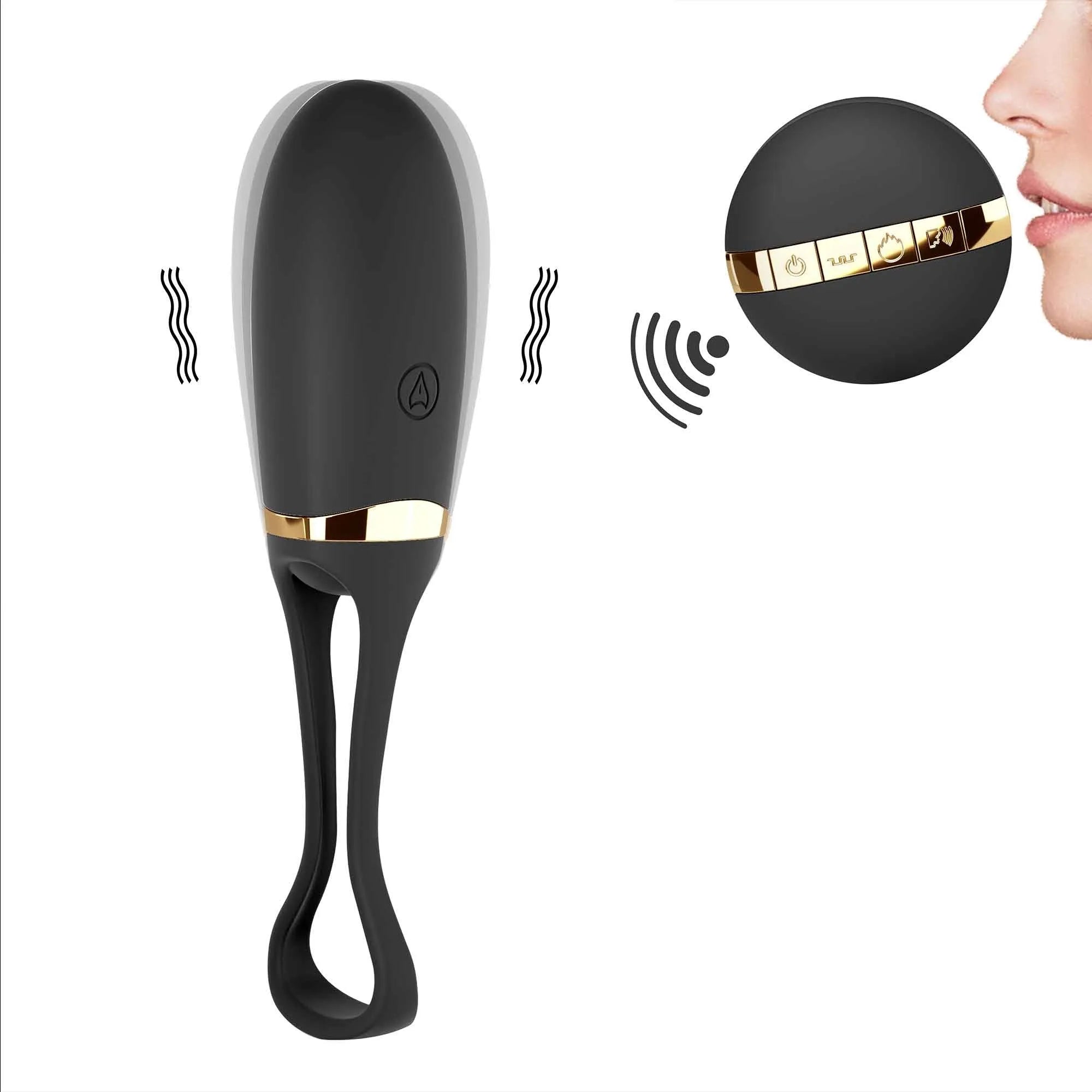 Oeuf vibrant télécommandé silicone sans phtalate contrôlé par voix 10 modes