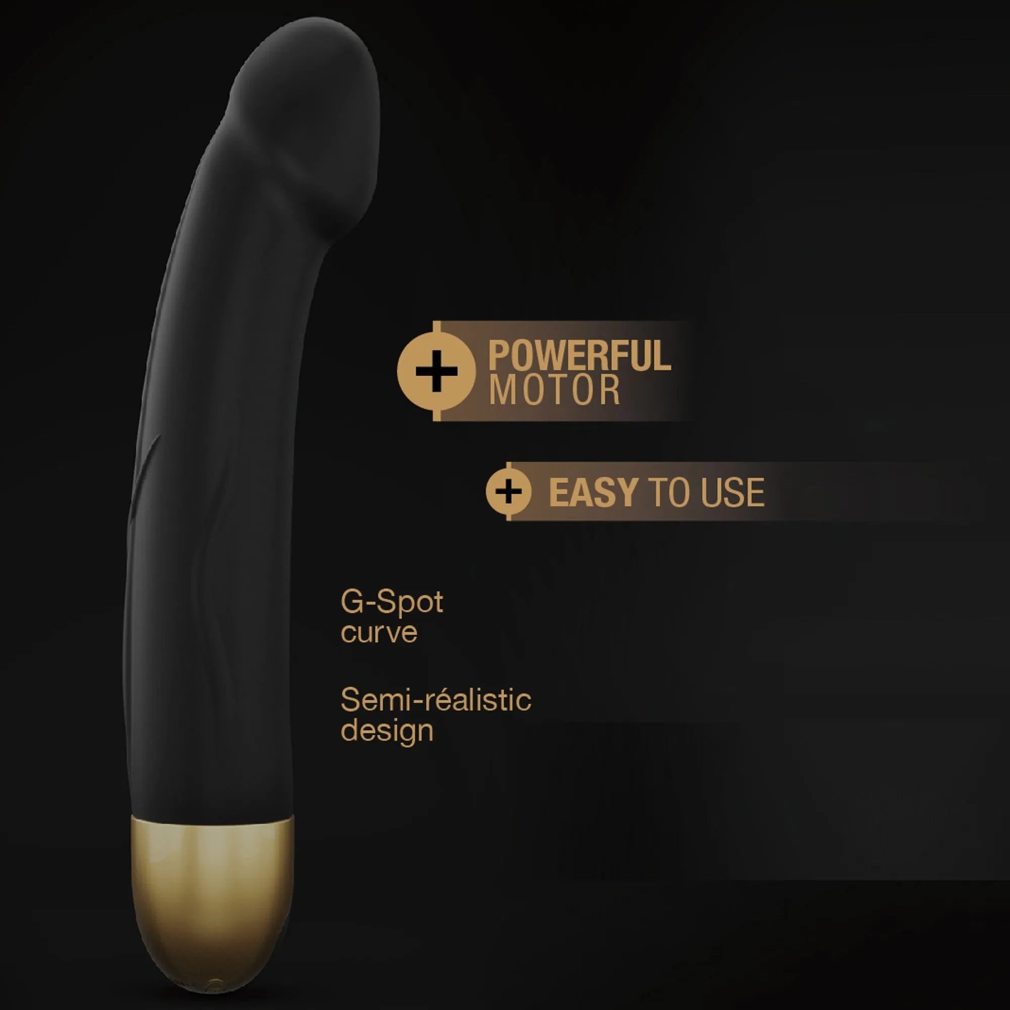 Vibromasseur Real Vibration M 22 cm 2.0 - Noir et Or