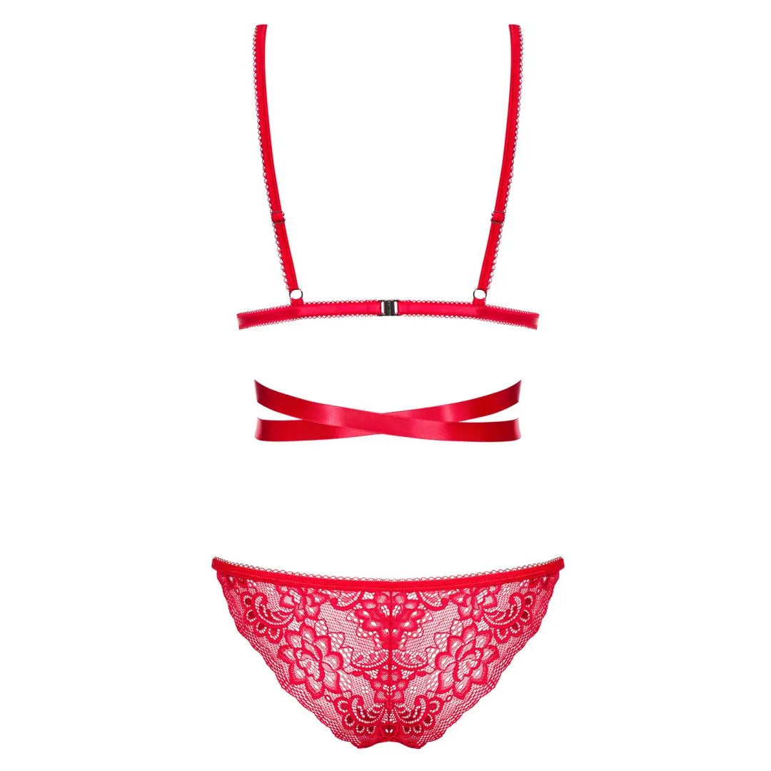 Ensemble lingerie sexy rouge bretelles réglables confort tissu flexible