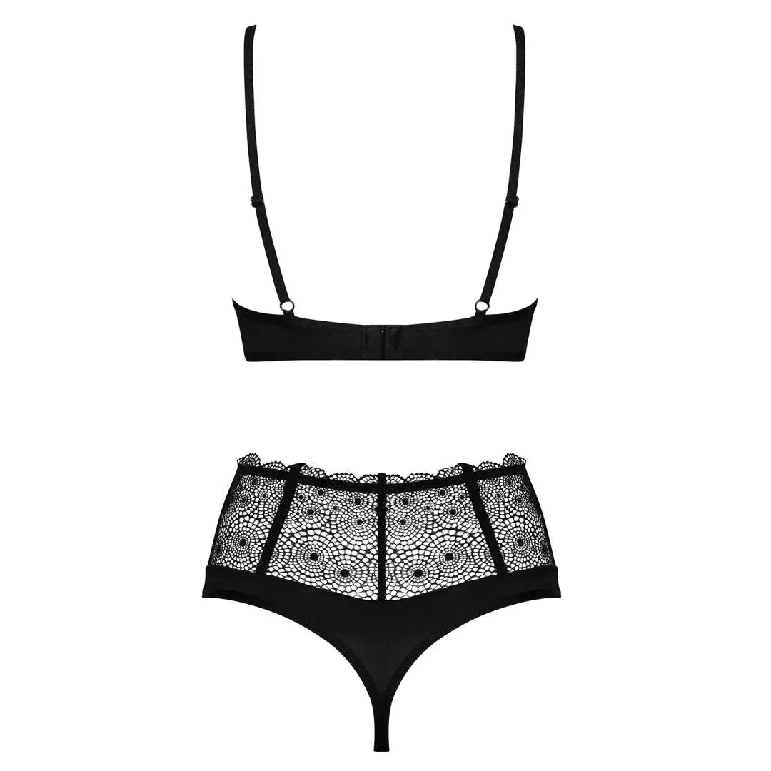Sharlotte ensemble lingerie dentelle sexy culotte haute noir Obsessive