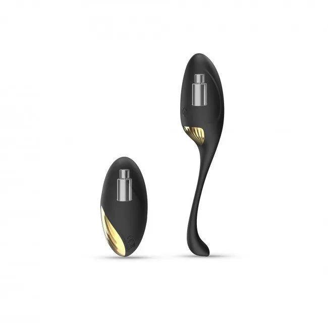 Oeuf Vibrant Télécommandé Silicone Noir Or 10 Modes Massage Discret