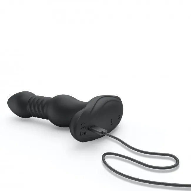 Plug anal va-et-vient vibrant silicone télécommande modes plaisir noir