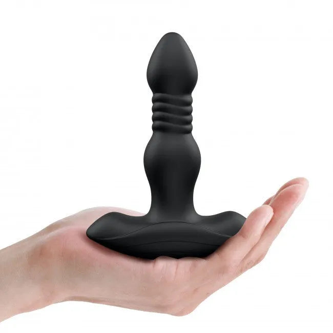 Plug anal va-et-vient vibrant silicone télécommande modes plaisir noir