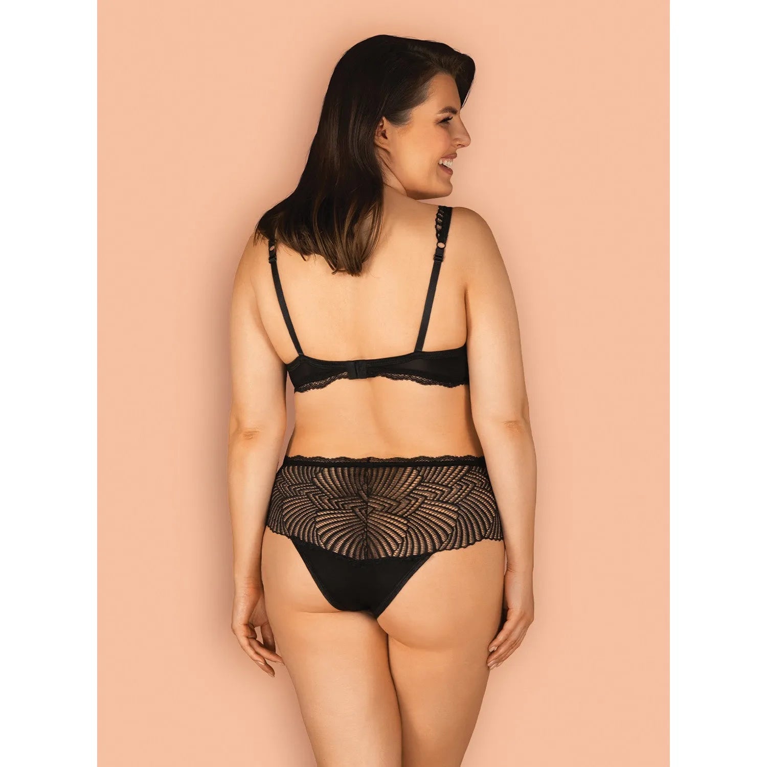 Klarita Ensemble lingerie dentelle opaque noir soutien-gorge culotte taille haute