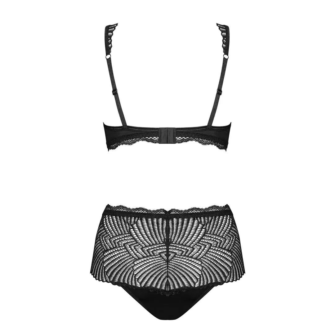 Klarita Ensemble lingerie dentelle opaque noir soutien-gorge culotte taille haute