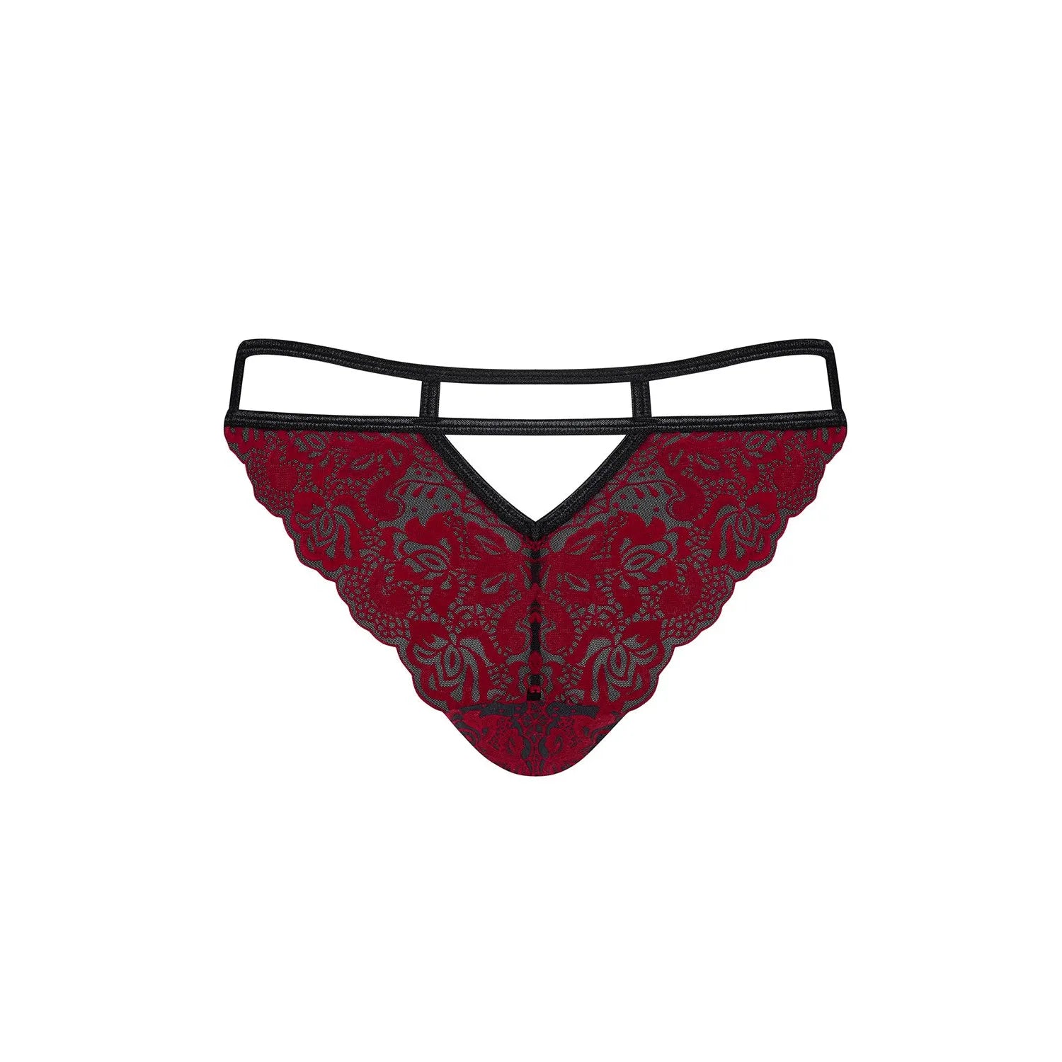 Sugestina culotte dentelle bordeaux lanières noires coupe fantaisie élégante