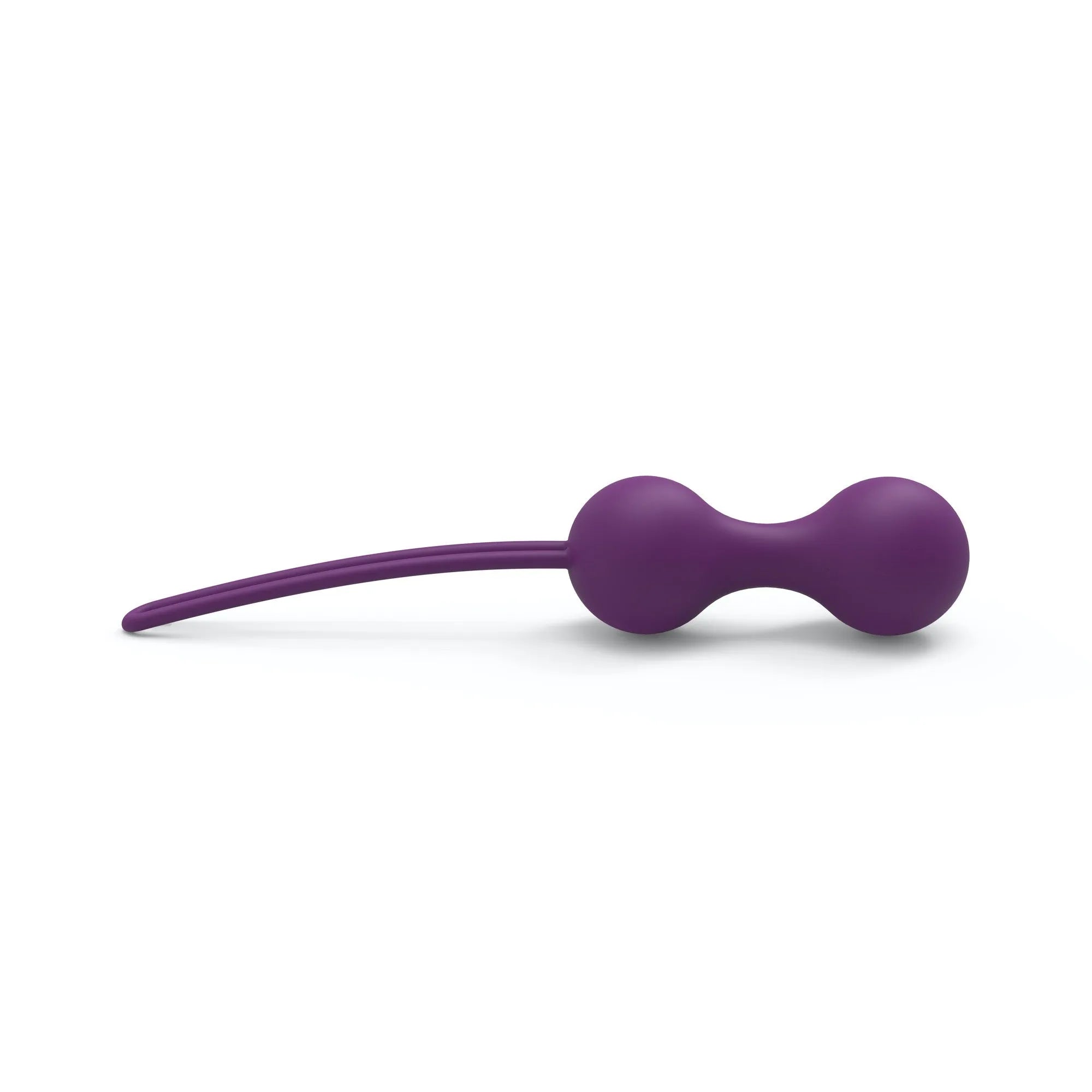 Boules de Geisha violettes Per'Fit'Kit, design ergonomique, deux sphères lisses avec cordon, pour entraînement périnéal.