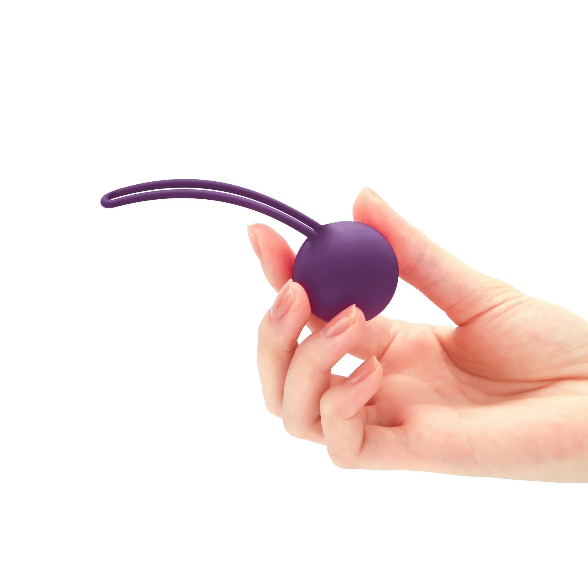 Boules de Geisha Per'Fit'Kit violettes, design ergonomique, tenues en main pour entraînement périnéal discret.