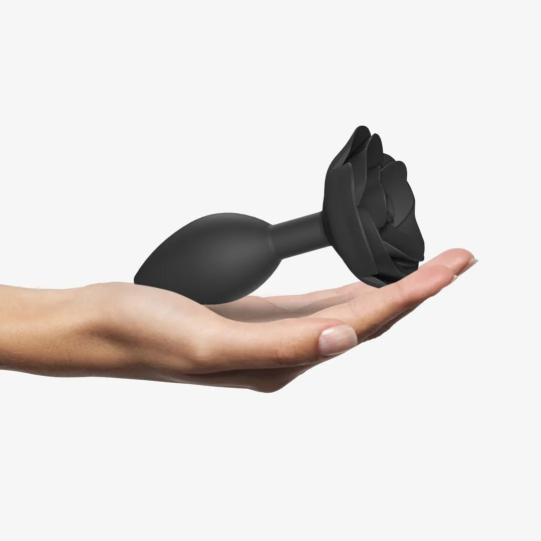 Plug anal ergonomique silicone noir Open Roses taille L waterproof