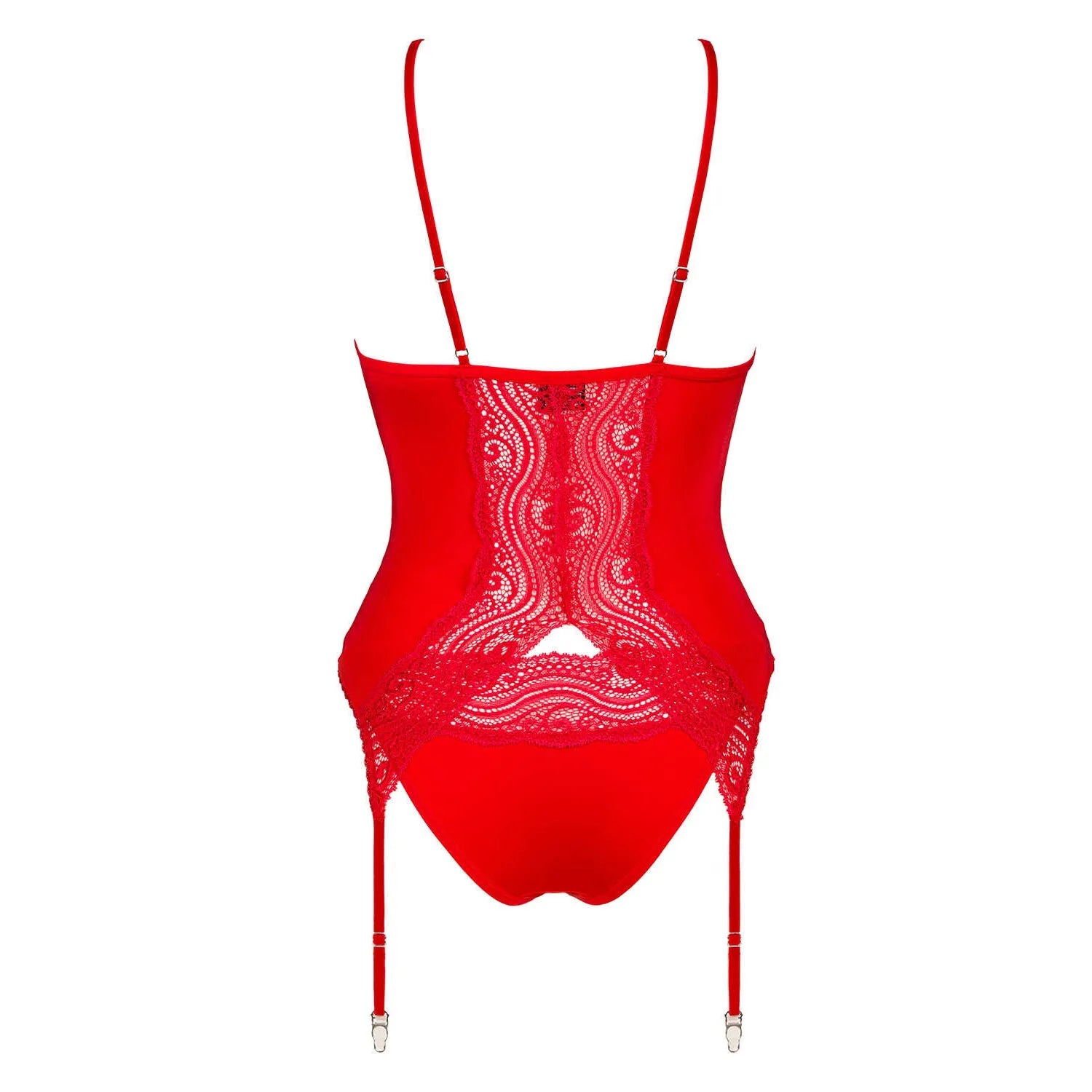 Corset culotte rouge sexy ajustable dentelle pendentif confort lingerie