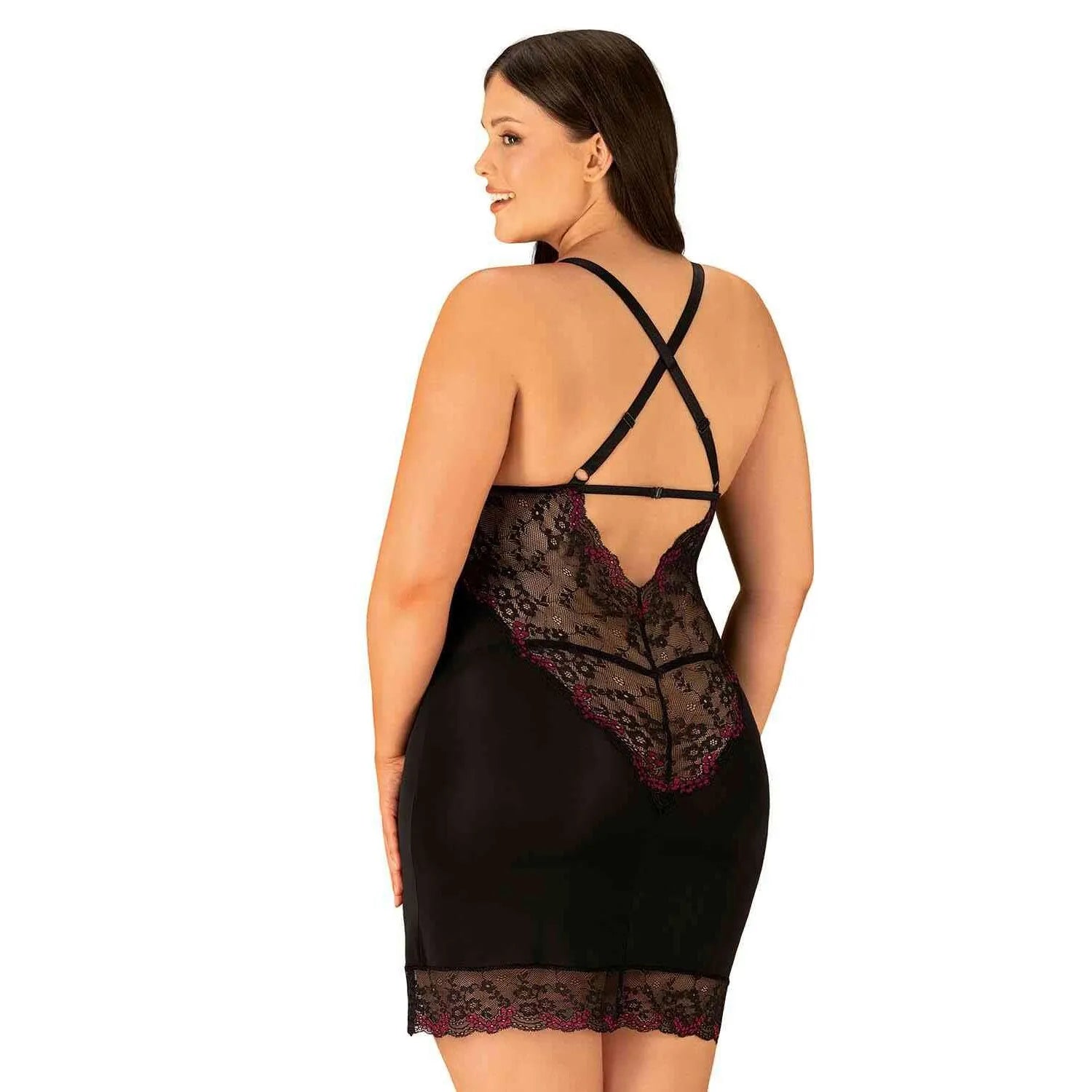 Vanessme nuisette noire dentelle bordeaux string élastique sexy confortable
