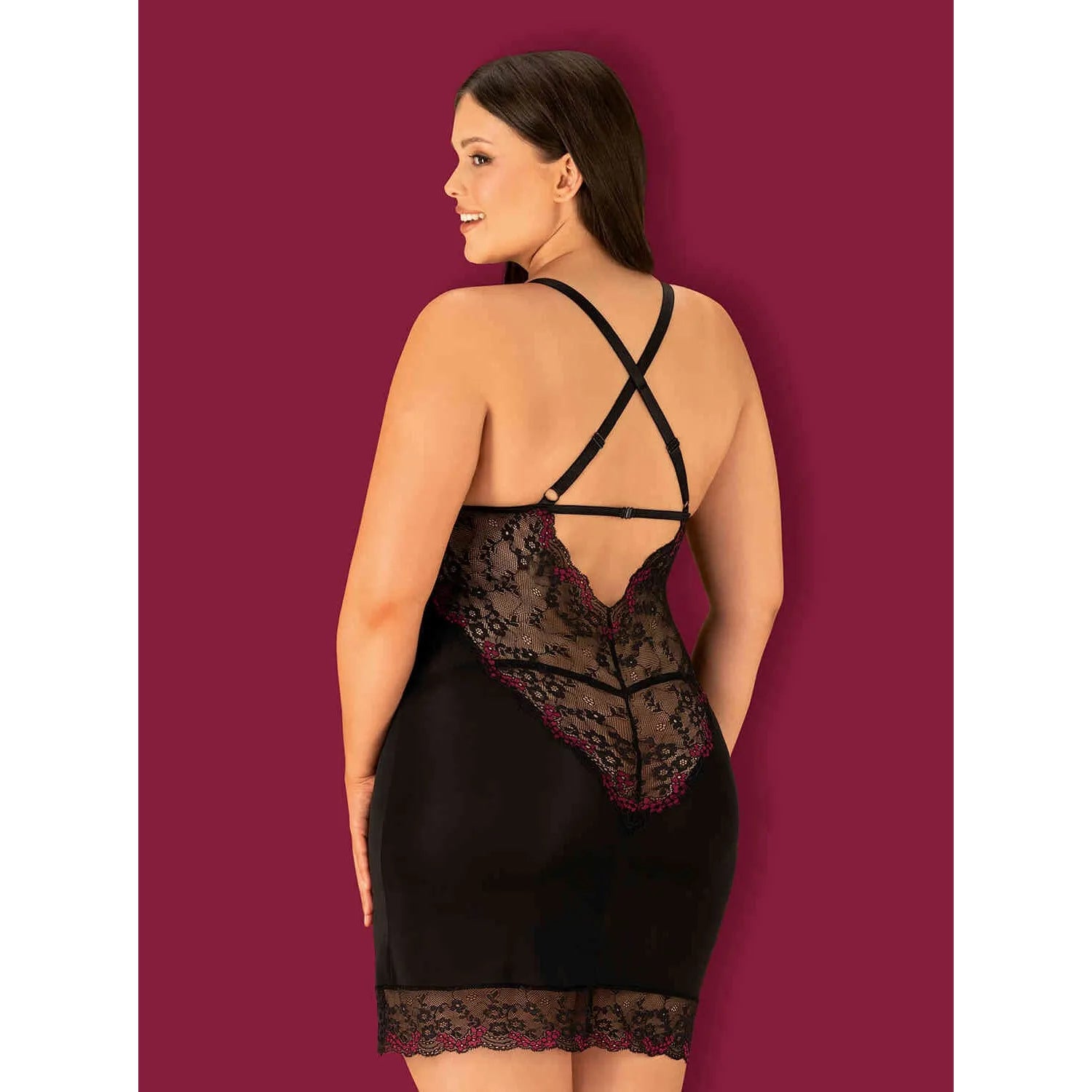 Vanessme nuisette noire dentelle bordeaux string élastique sexy confortable