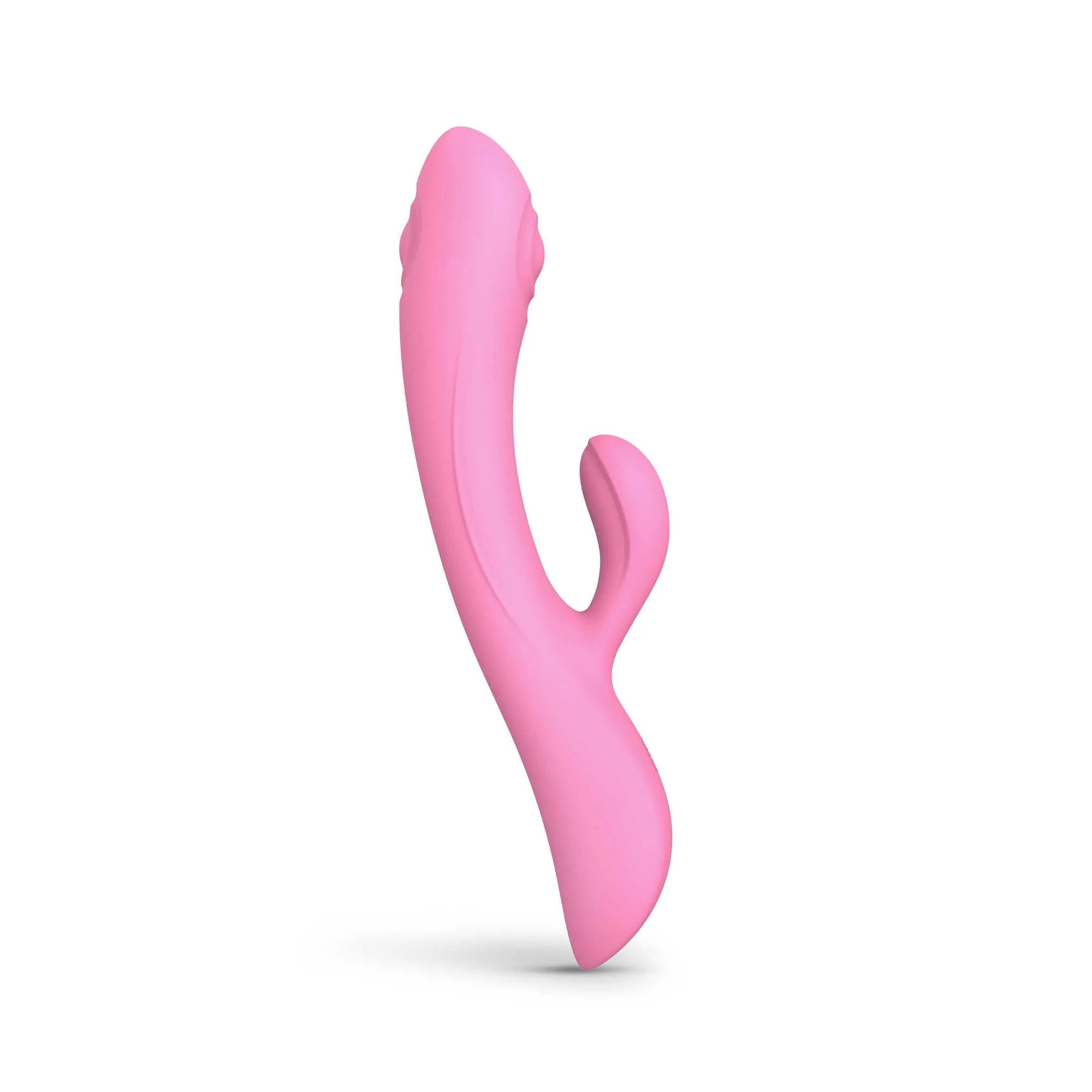 Vibromasseur ergonomique double stimulation tapotement puissant waterproof silicone rose