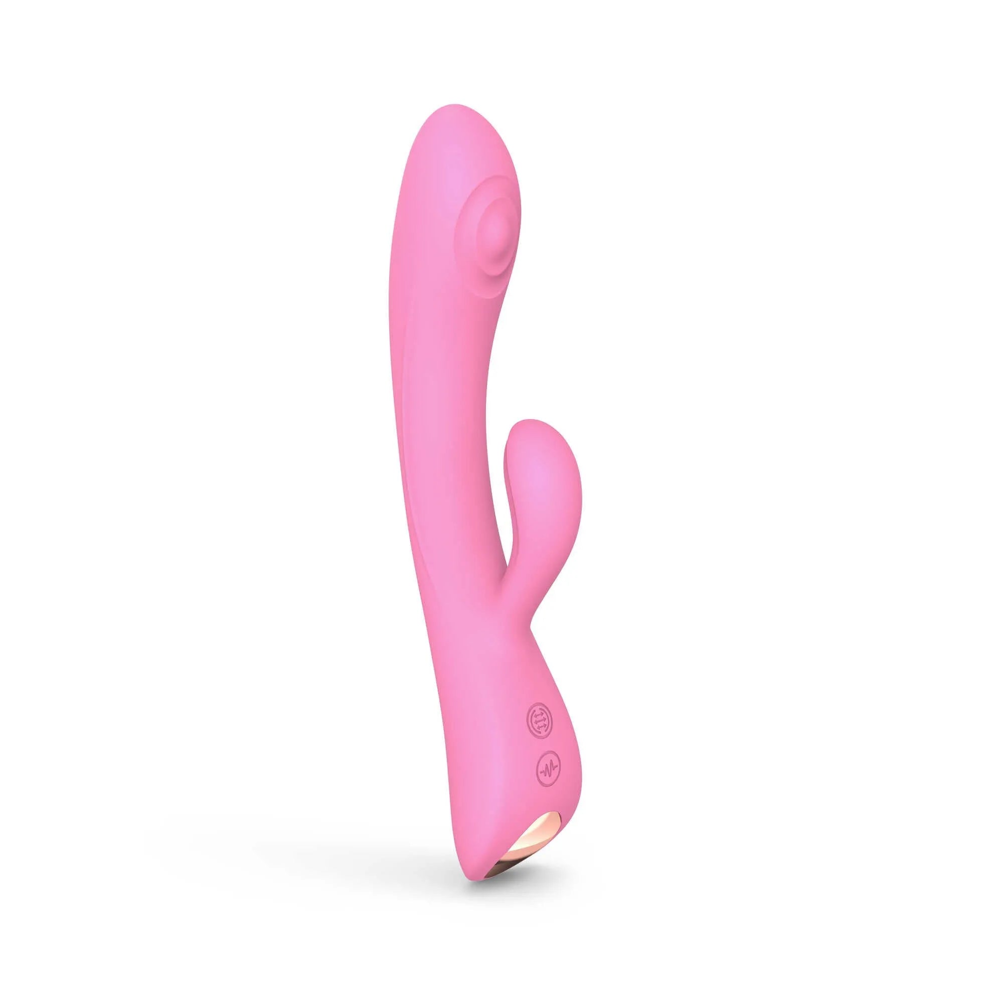 Vibromasseur ergonomique double stimulation tapotement puissant waterproof silicone rose