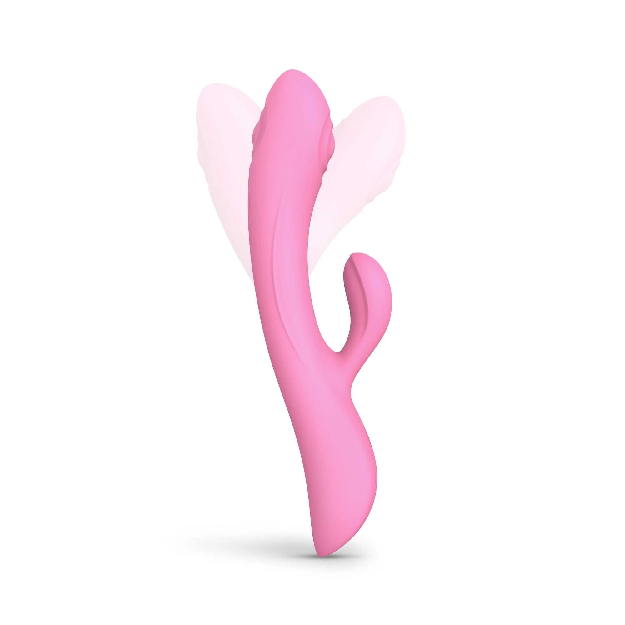 Vibromasseur ergonomique double stimulation tapotement puissant waterproof silicone rose
