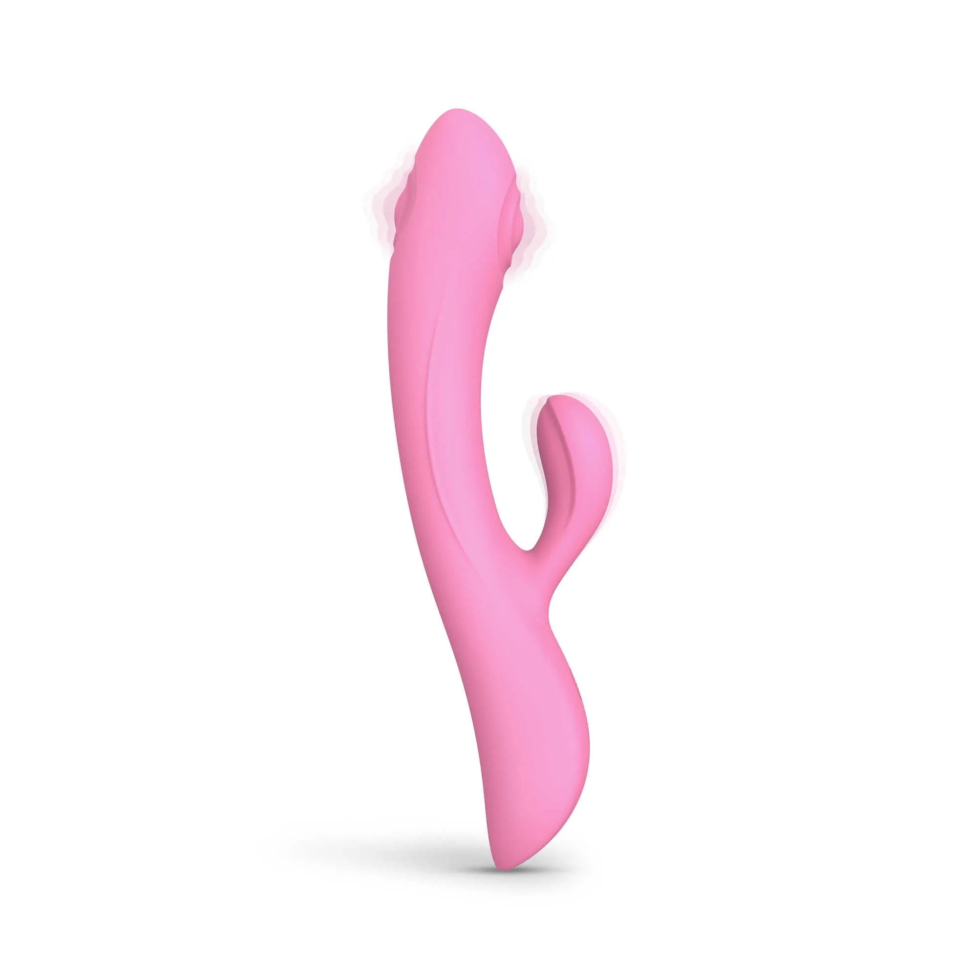 Vibromasseur ergonomique double stimulation tapotement puissant waterproof silicone rose