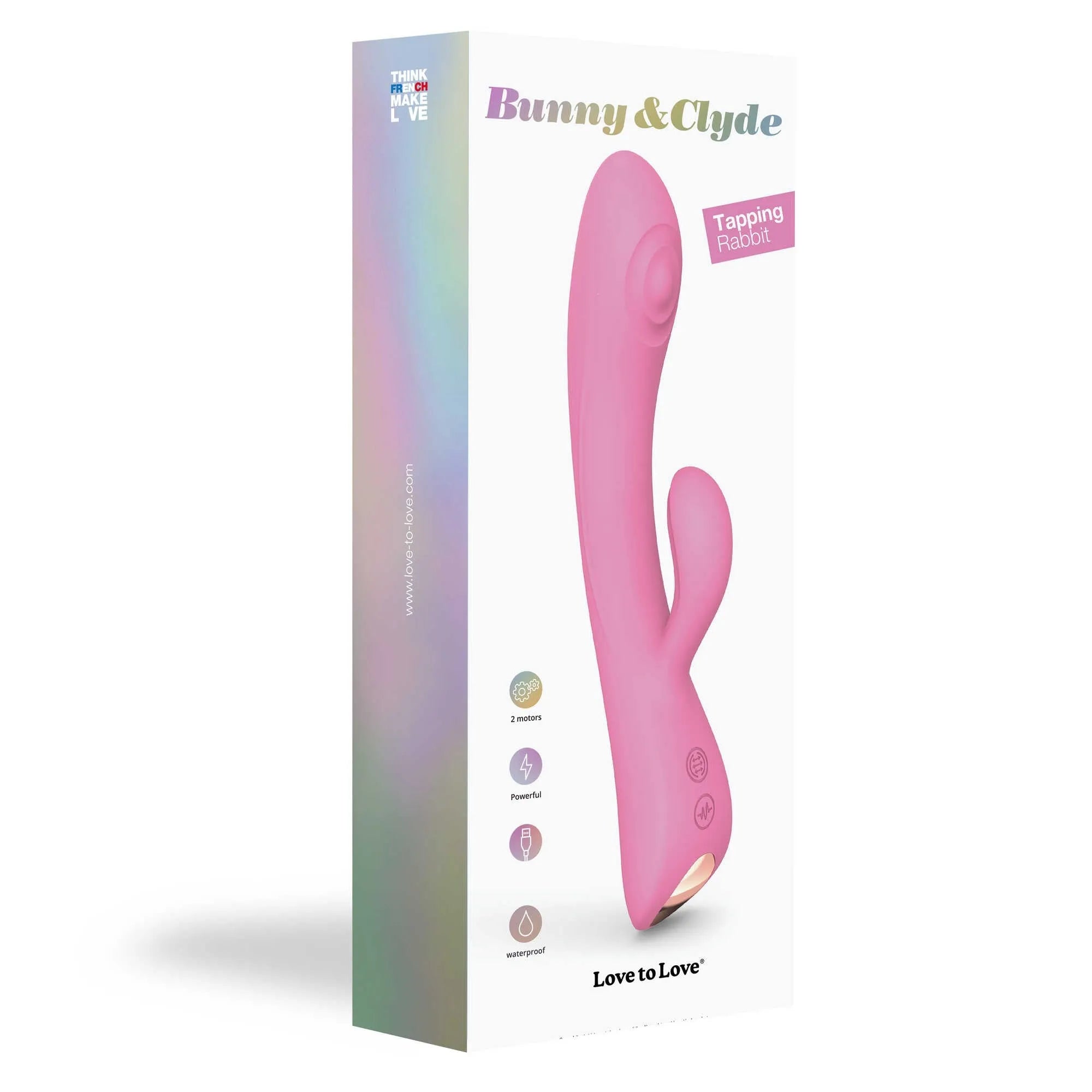 Vibromasseur ergonomique double stimulation tapotement puissant waterproof silicone rose