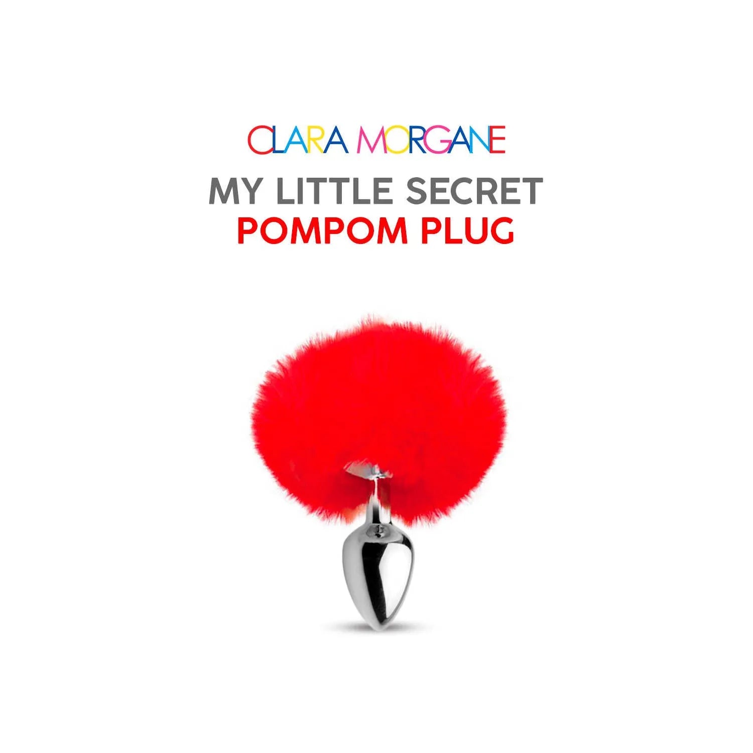 Plug anal acier pompom fourrure synthétique rouge femme homme couple