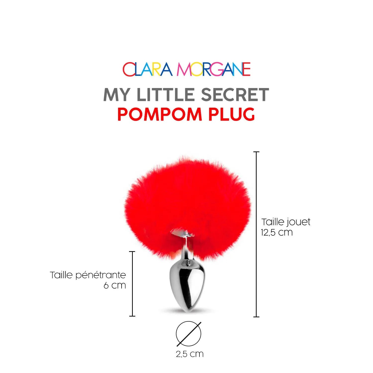 Plug anal acier pompom fourrure synthétique rouge femme homme couple