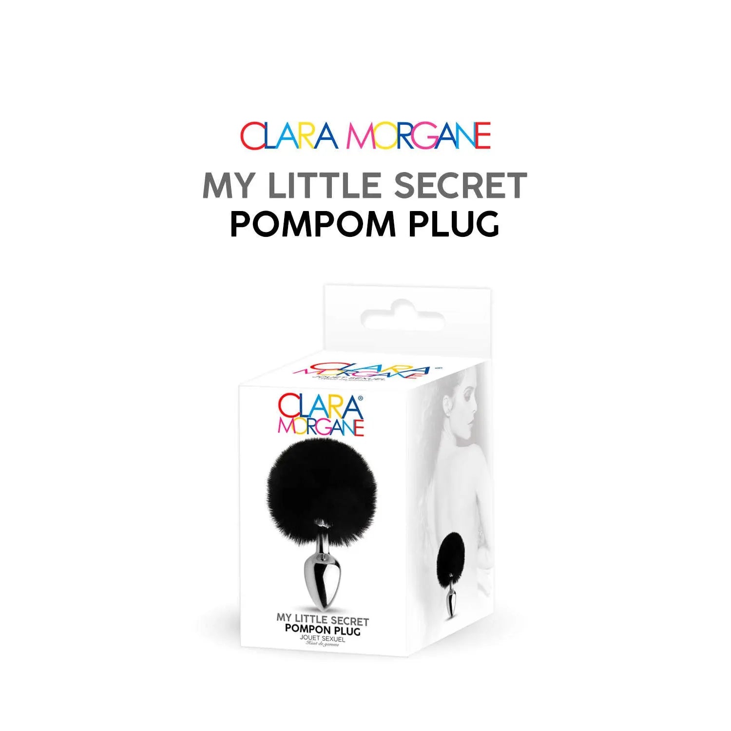 Plug anal acier pompom fourrure synthétique noir mixte discret