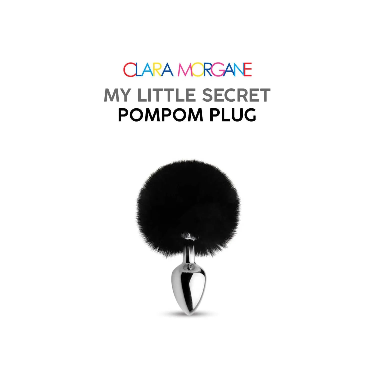 Plug anal acier pompom fourrure synthétique noir mixte discret