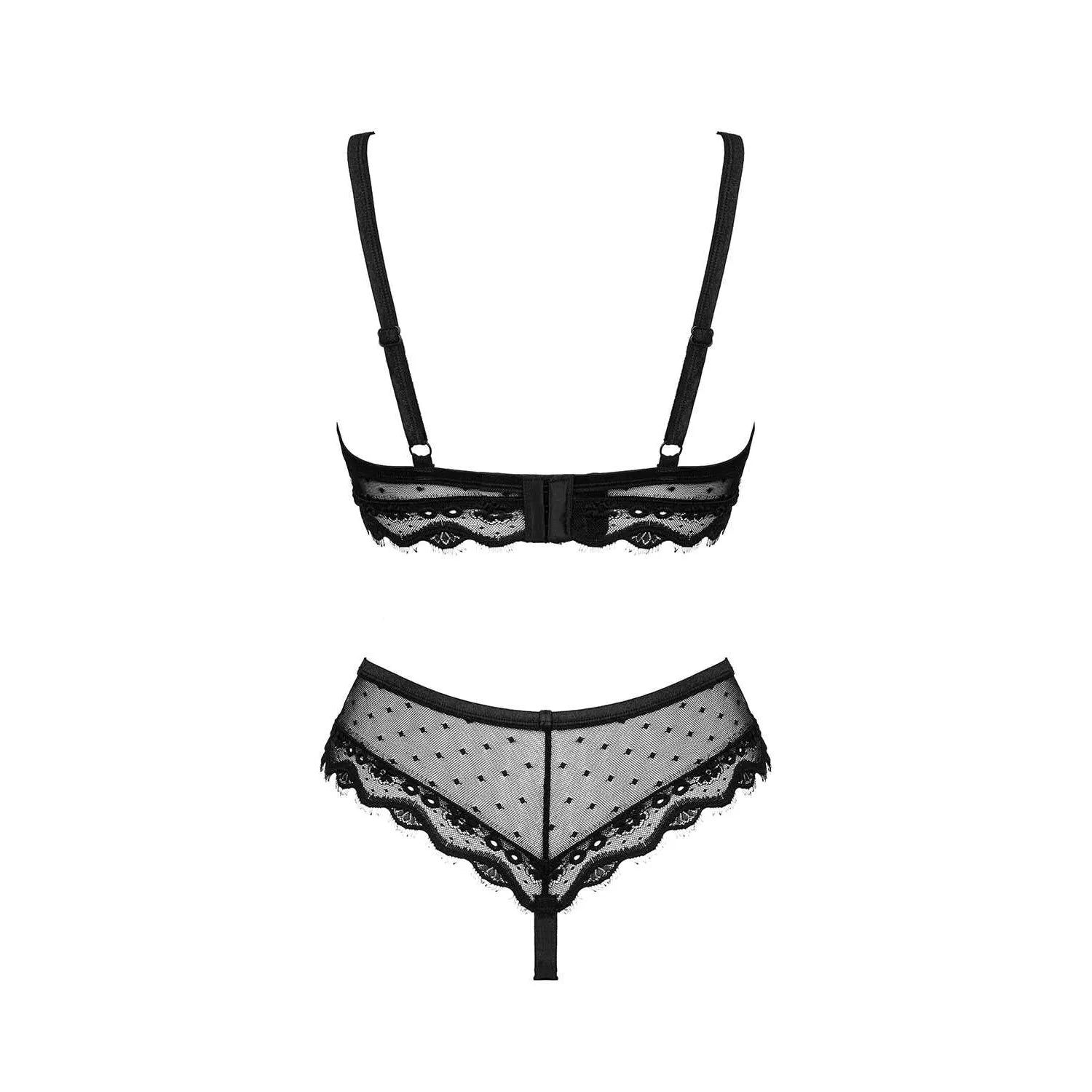 Marrbel ensemble lingerie noir femme sensuel pois translucide réglable confortable