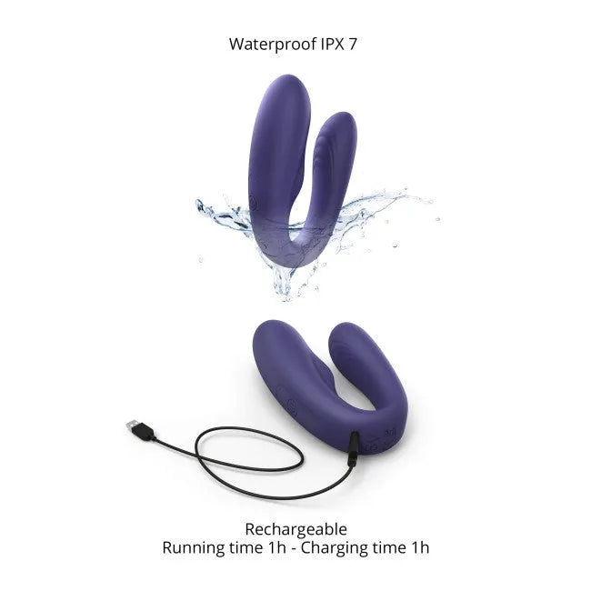 Jouet Couple Télécommandé Waterproof Double Pénétration Vibrations Silicone Flexible