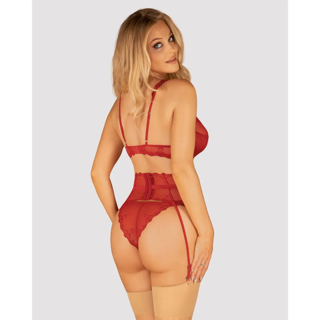 Porte-jarretelles rouge Lonesia broderie séduisante ajustable élégant féminine
