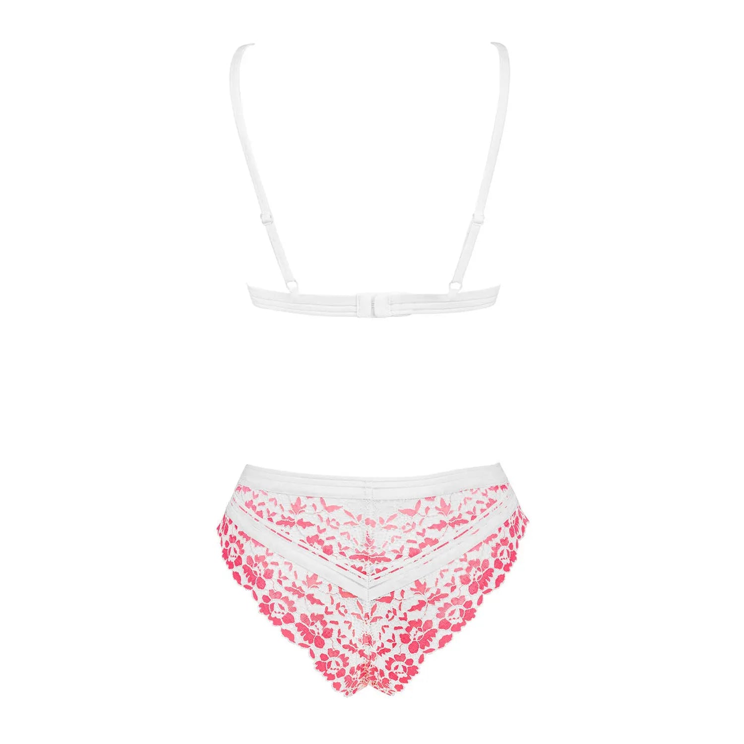 Ensemble lingerie Bloomys 2 pcs rose, dentelle florale, coupe confortable, bretelles ajustables, design sensuel.