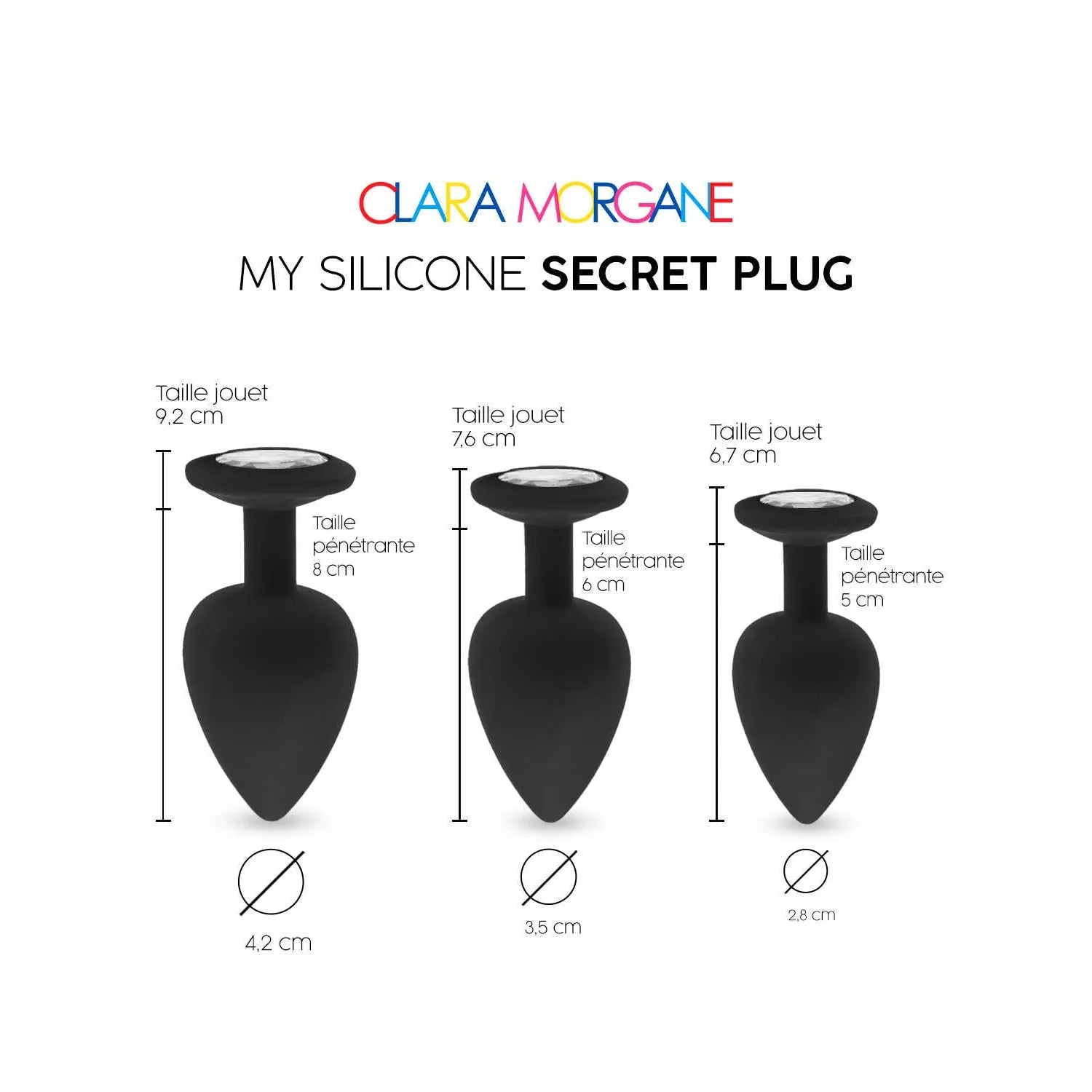 Plug anal silicone noir taille small medium large discret confort
