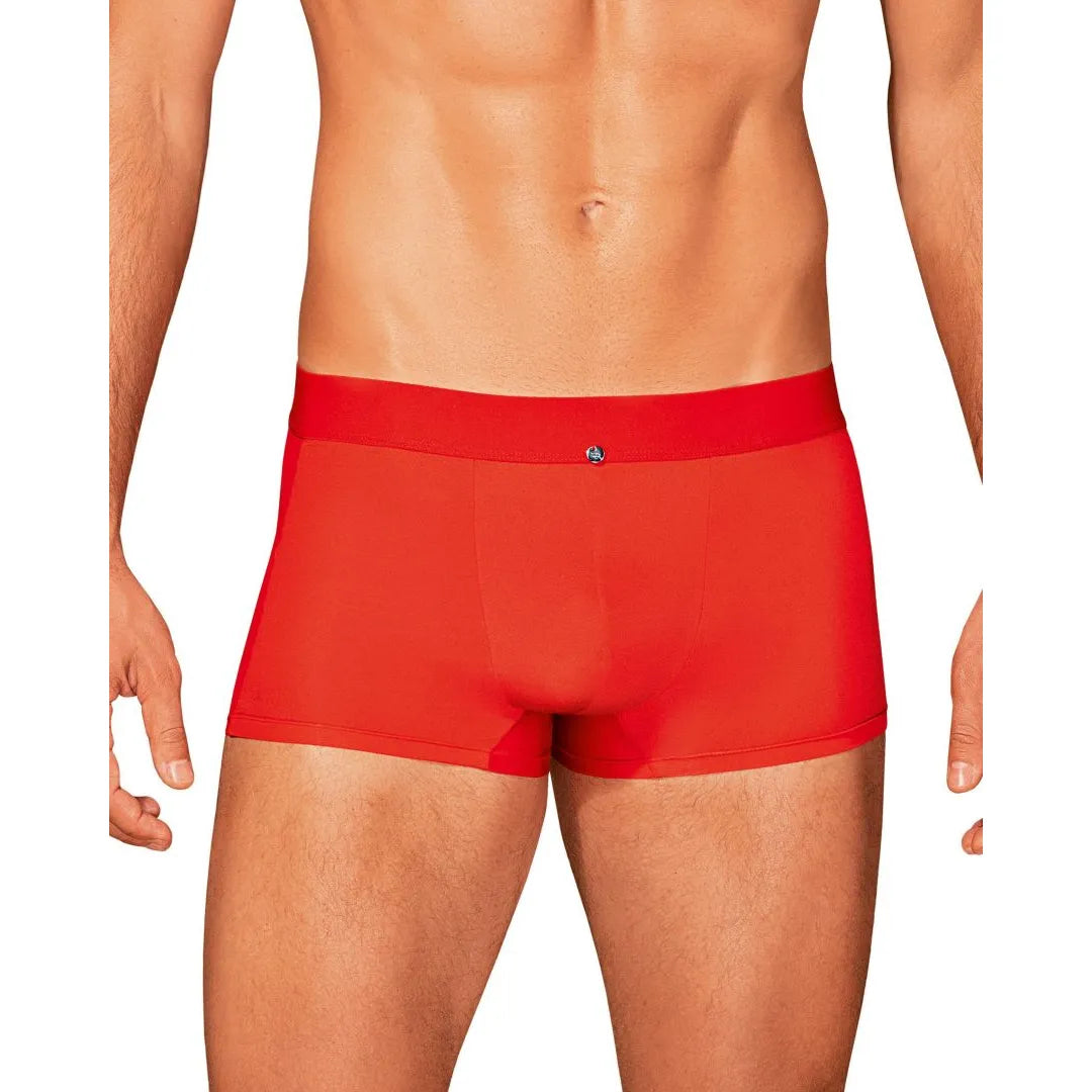 Boxer rouge Boldero, coupe masculine classique, maille translucide, met en valeur la silhouette avec style.