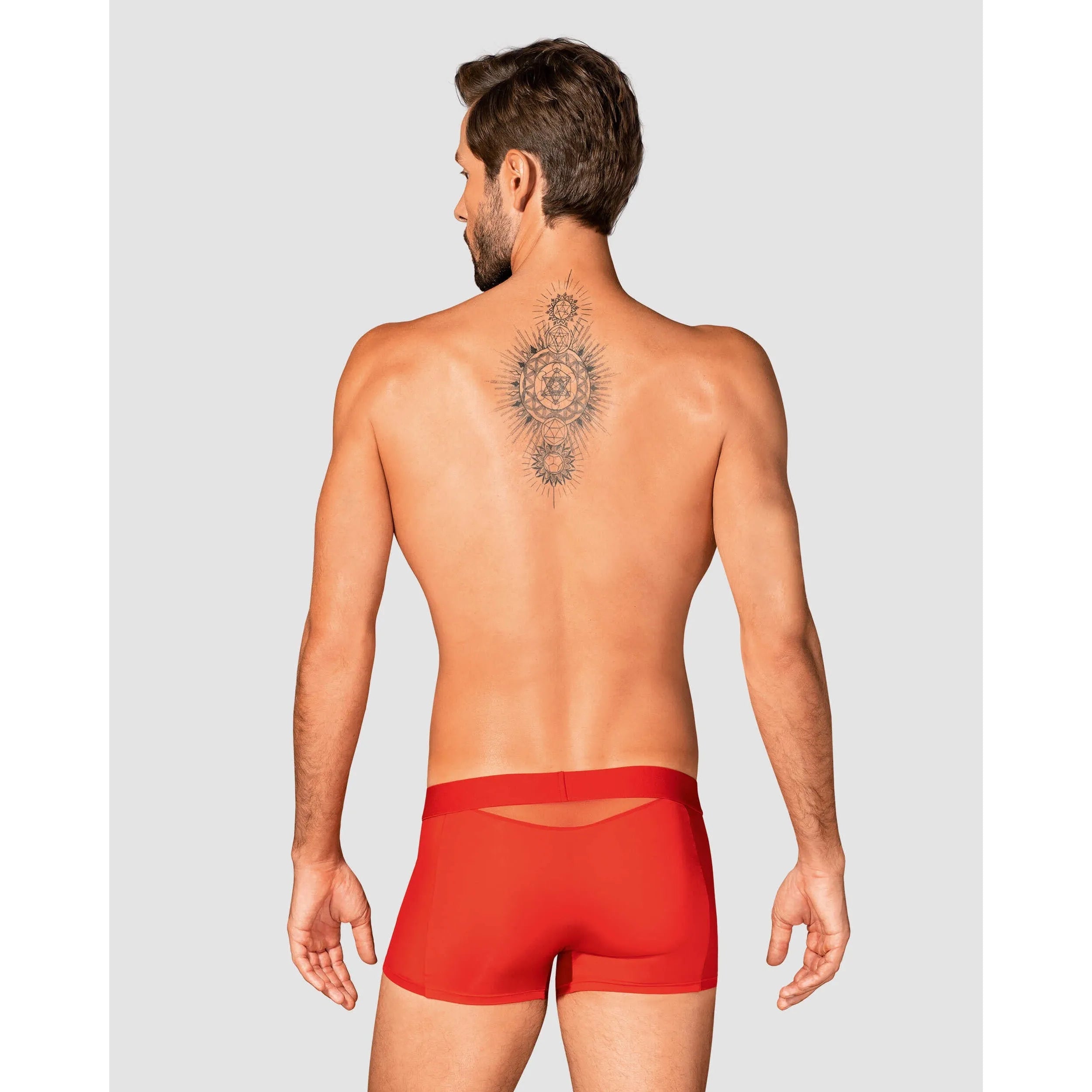 Boxer rouge Boldero pour homme, coupe classique, maille translucide, design masculin, confort quotidien.
