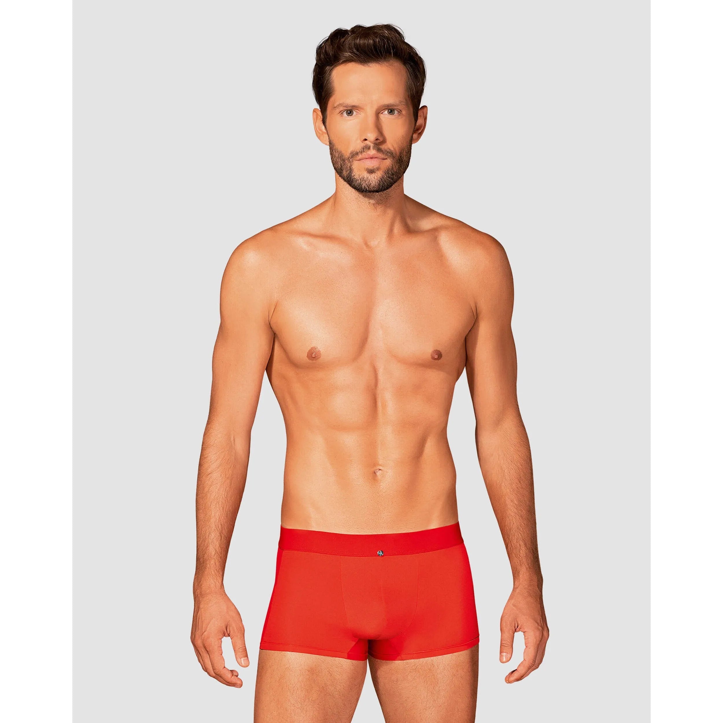 Boxer Boldero rouge, coupe masculine classique, maille translucide, confort quotidien, style séduisant.