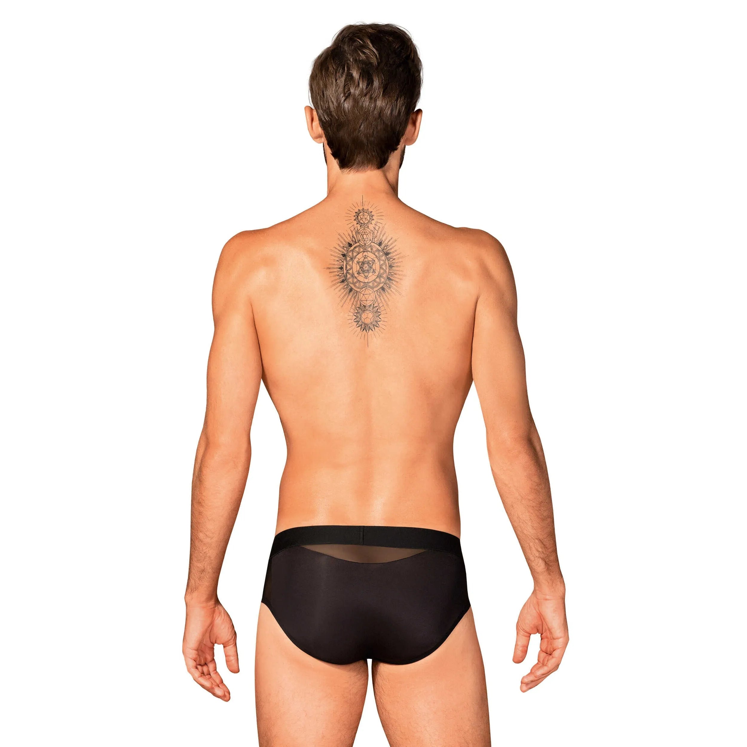 Slip homme Boldero noir, maille transparente, coupe classique, pendentif élégant, confort optimal, style séduisant.