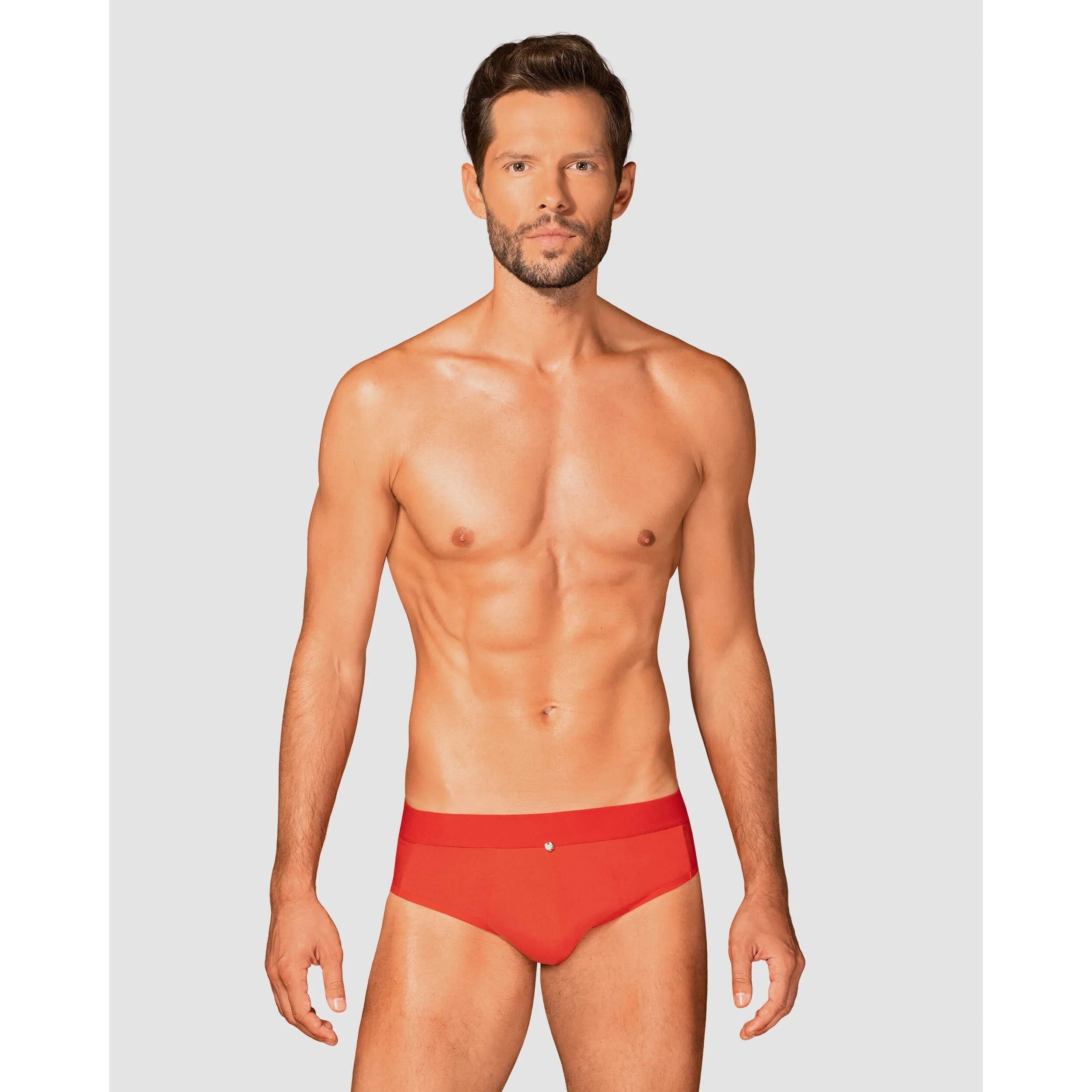 Slip rouge Boldero homme, maille translucide sur côtés, coupe classique, look sexy et confortable.