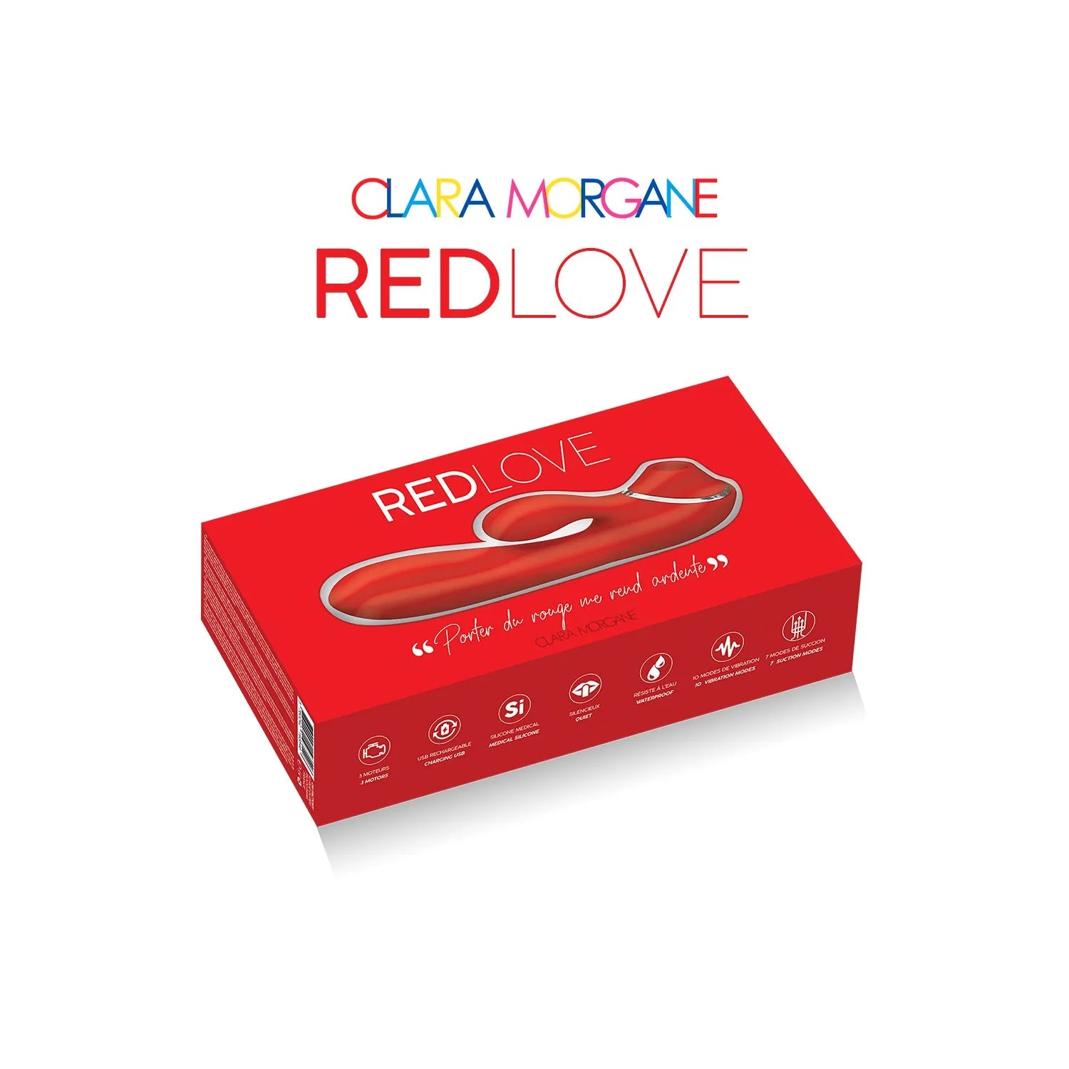 Stimulateur clitoridien rabbit rouge silicone médical waterproof rechargeable