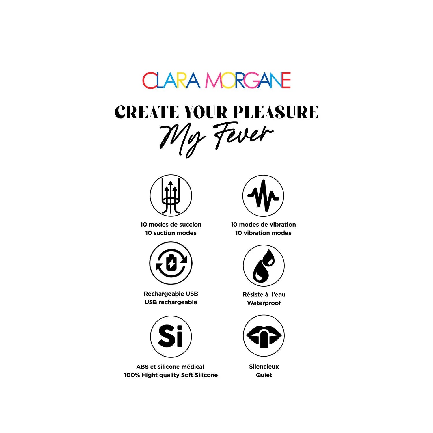 Stimulateur clitoridien vibro silicone waterproof rechargeable succion modes multiples