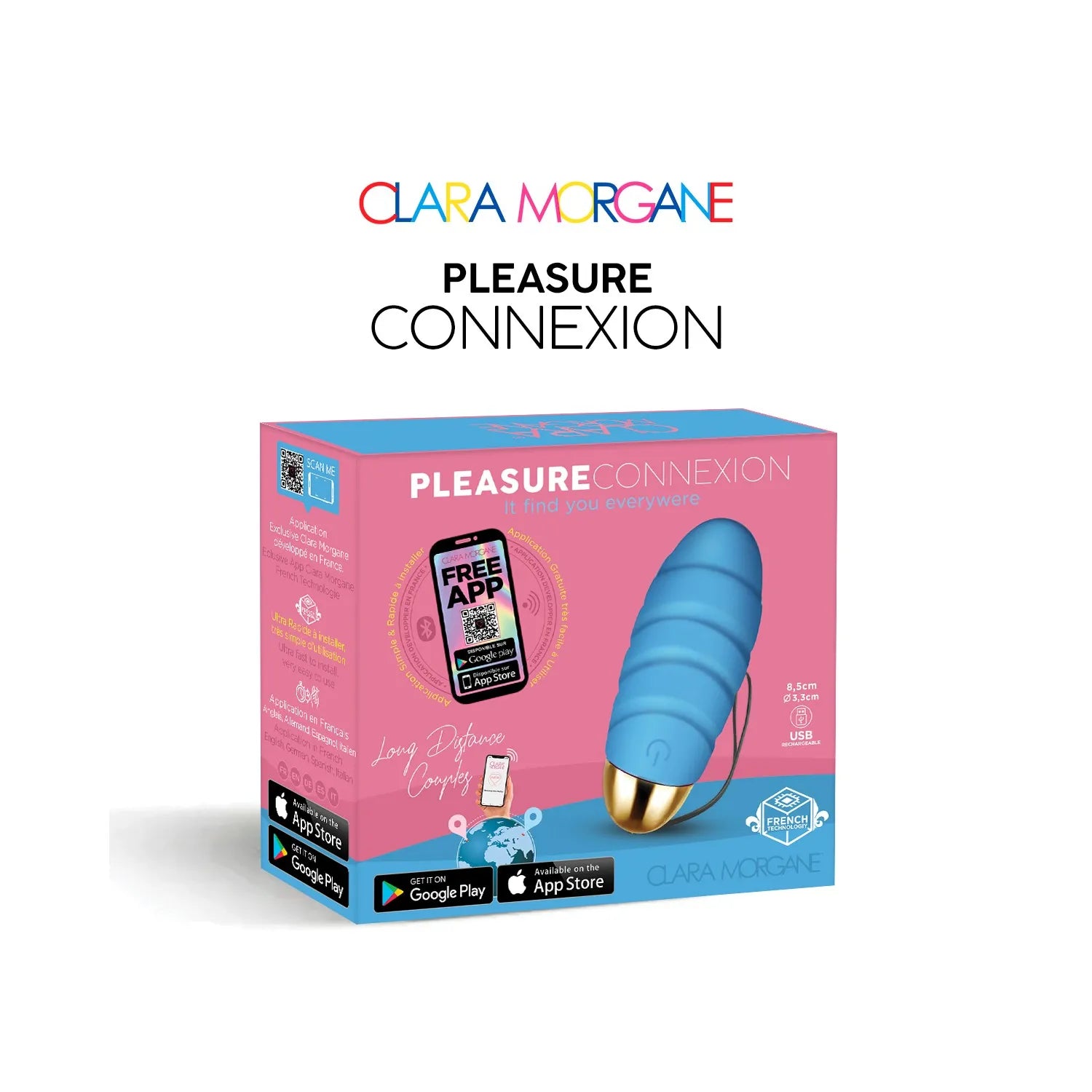 Oeuf vibrant connecté silicone médical bleu application PLAYTOY distance couples
