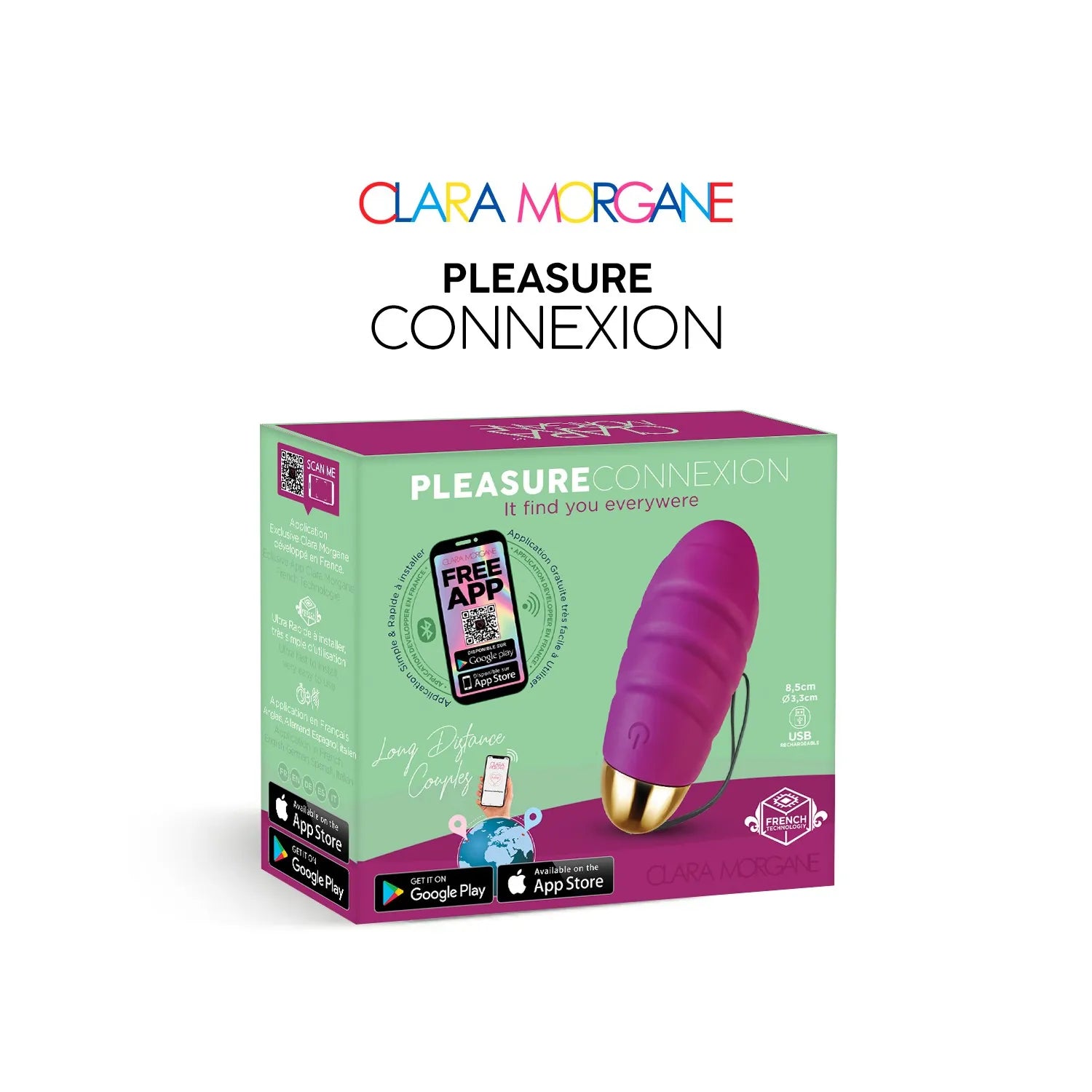 Oeuf vibrant silicone médical violet connecté application PLAYTOY contrôle distance