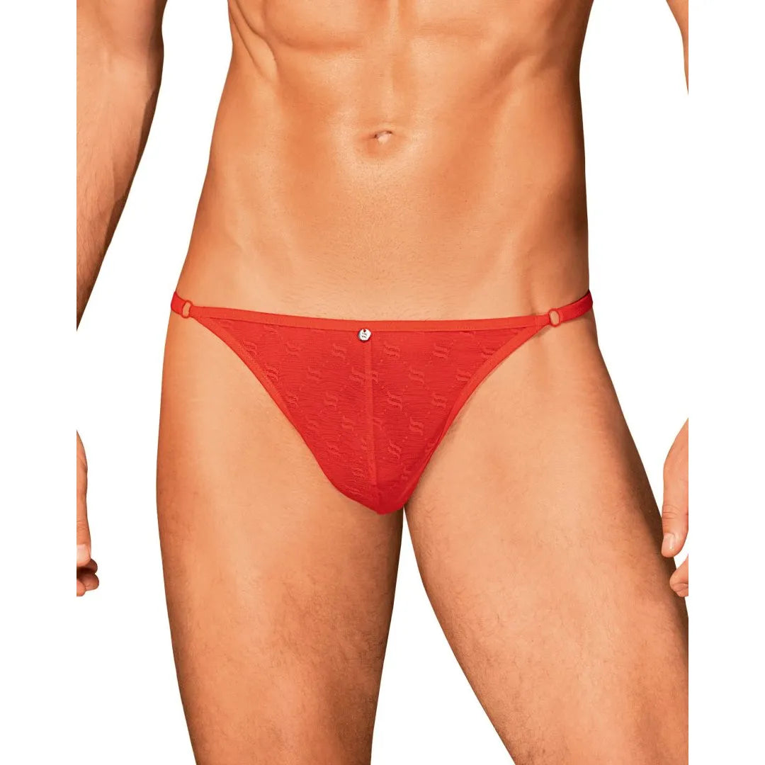String homme sexy rouge Obsessiver réglable confort monogramme élégant