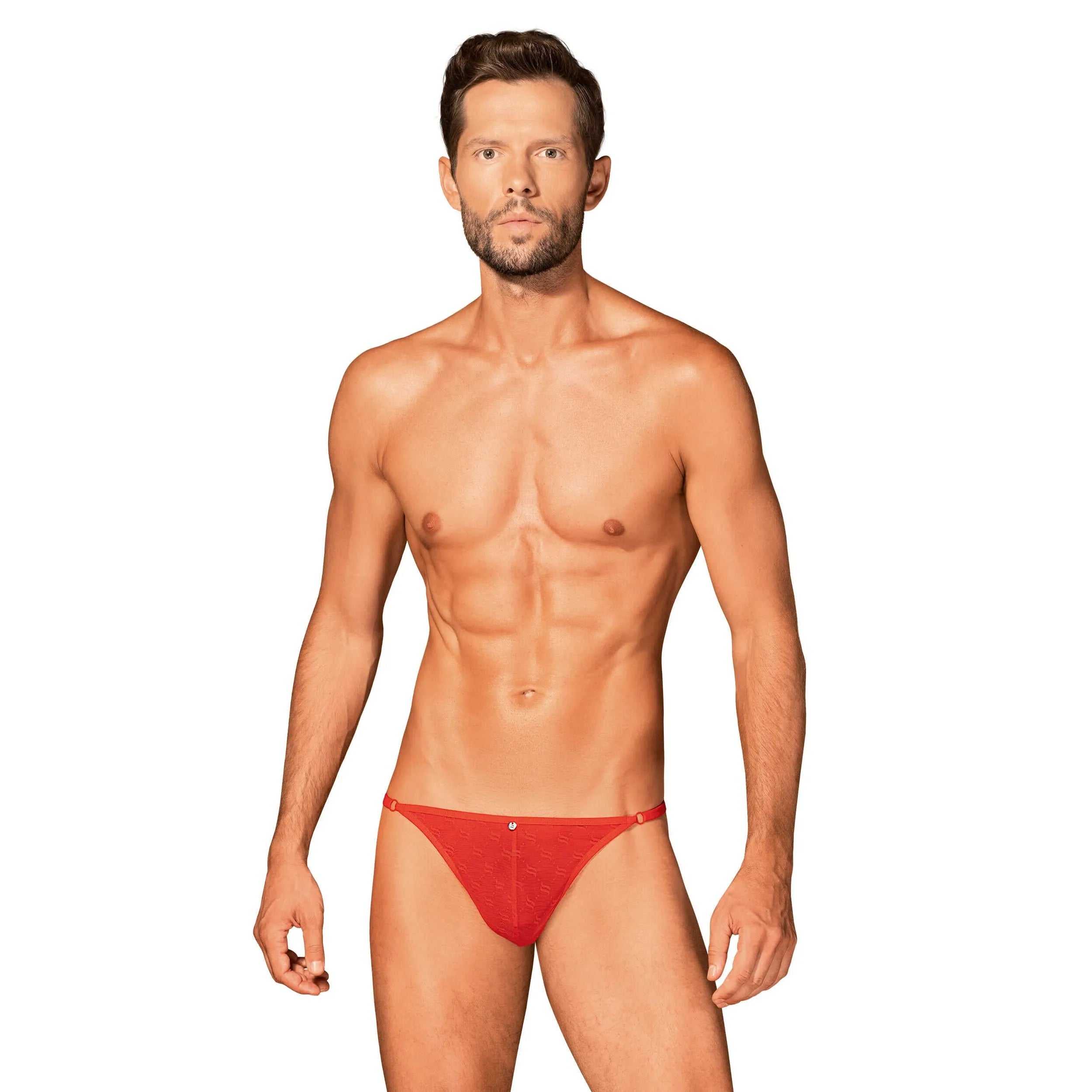 String homme sexy rouge Obsessiver réglable confort monogramme élégant